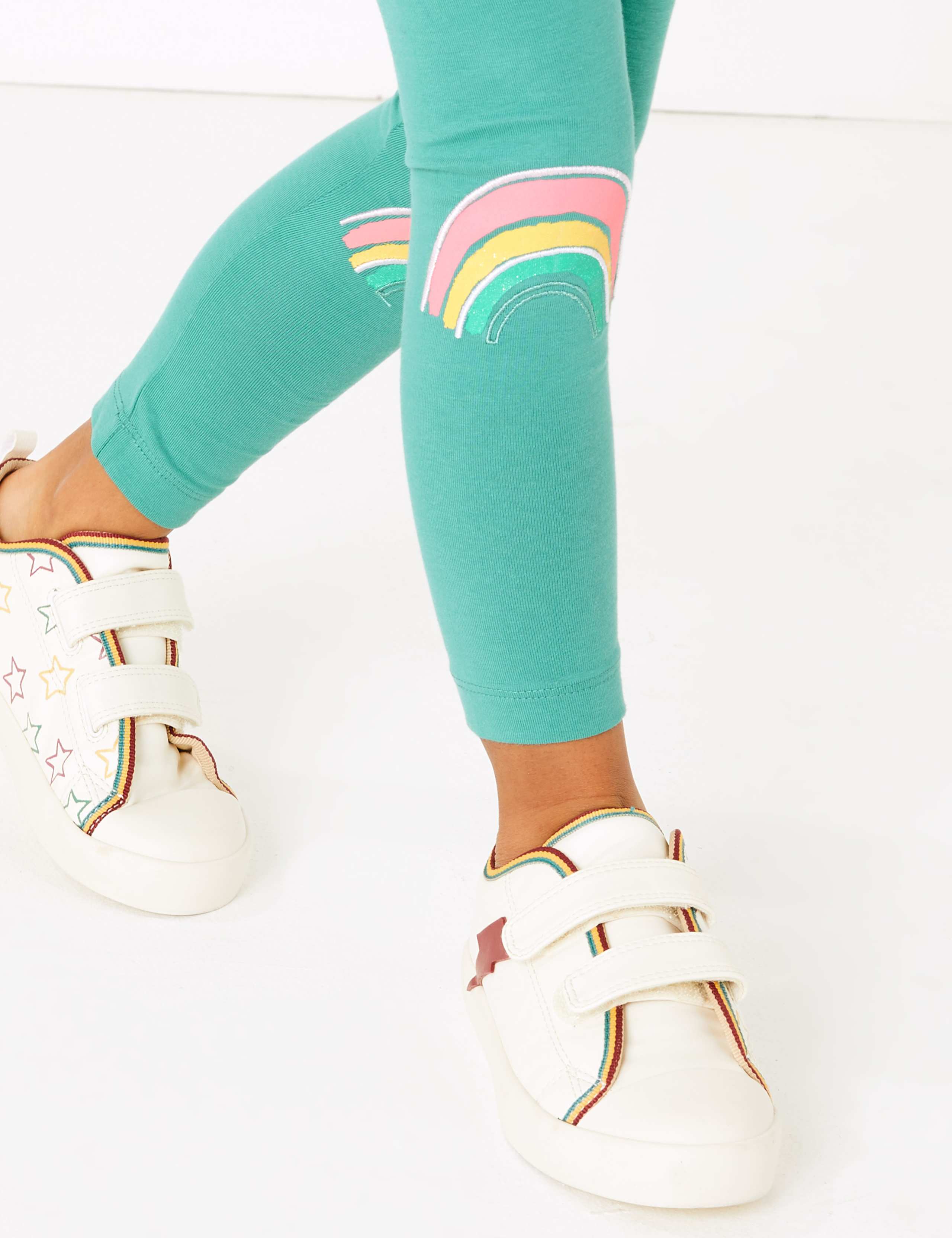 Cotton Rich Rainbow Knee Leggings (2-7 Years) 2 of 4