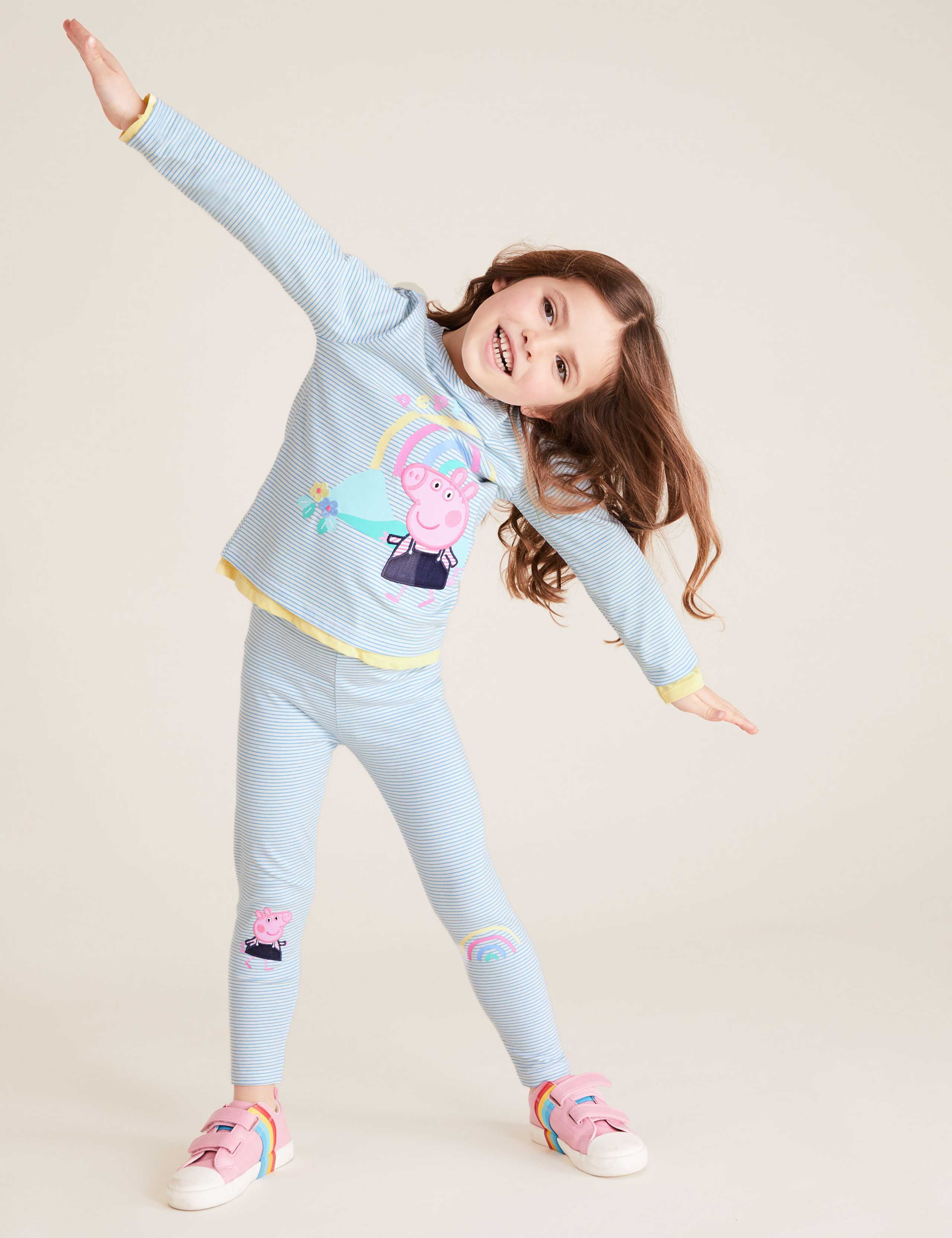 Cotton Peppa Pig™ Striped Leggings (2-7 Yrs) 1 of 6