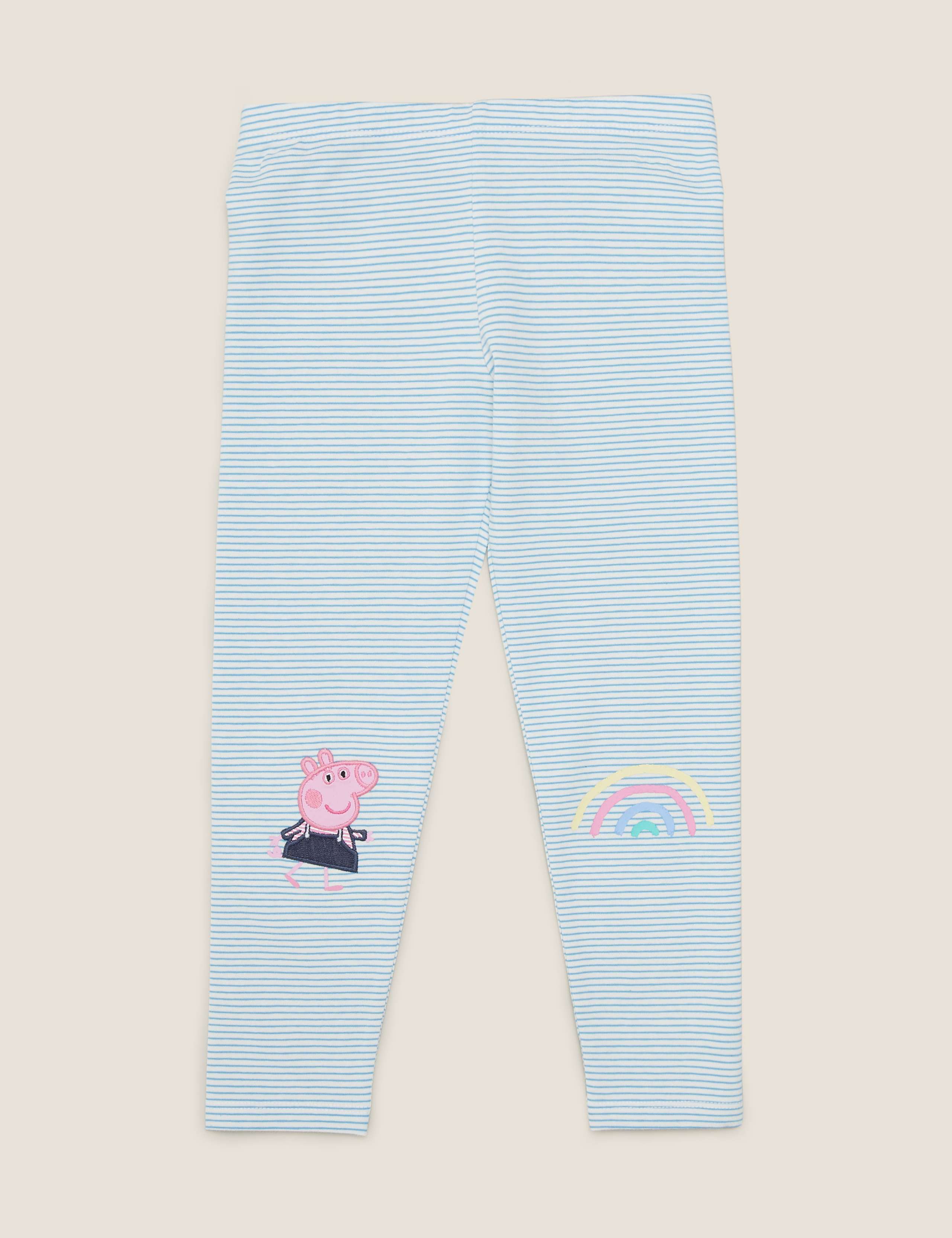 Cotton Peppa Pig™ Striped Leggings (2-7 Yrs) 2 of 6