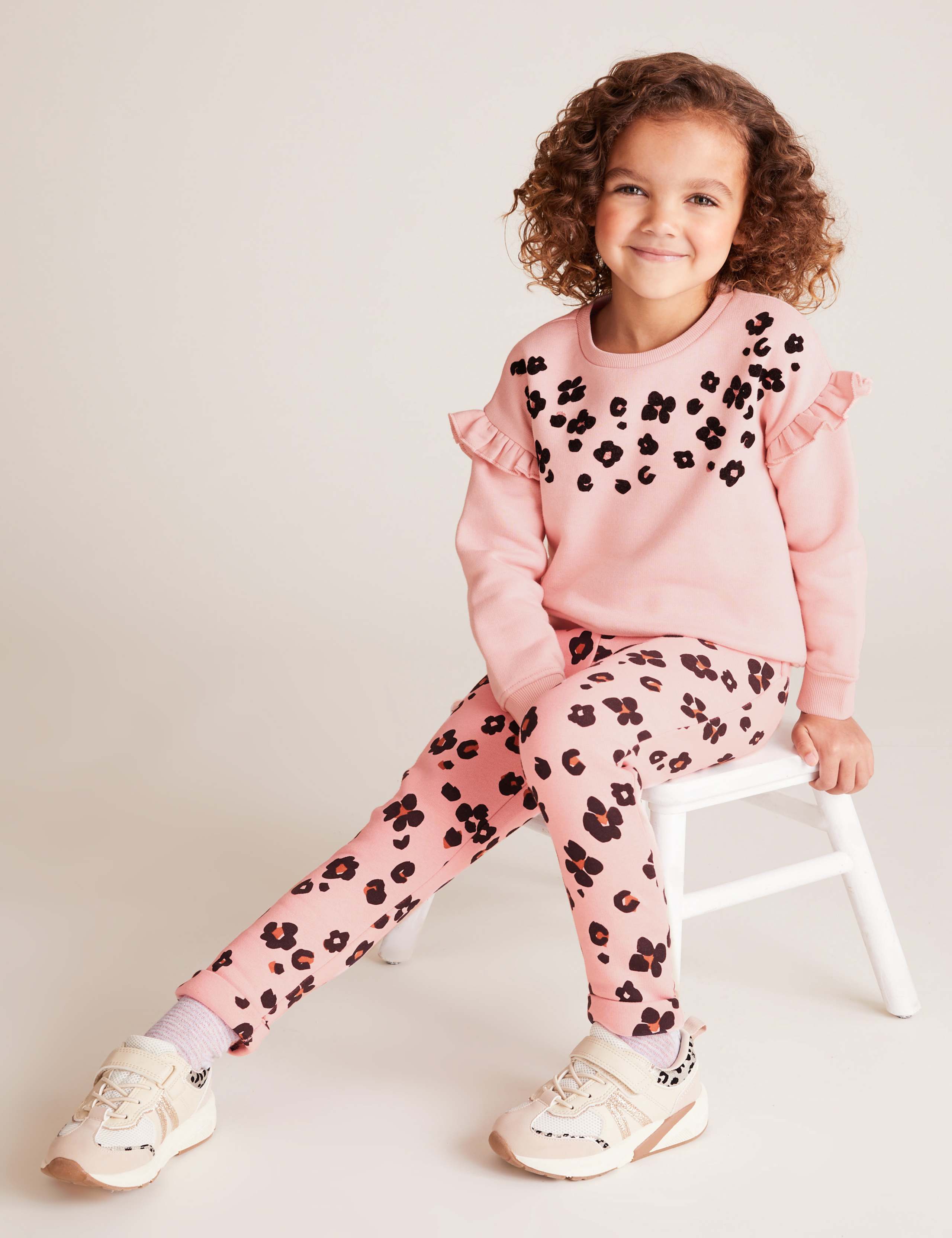 Cotton Leopard Print Joggers 1 of 5