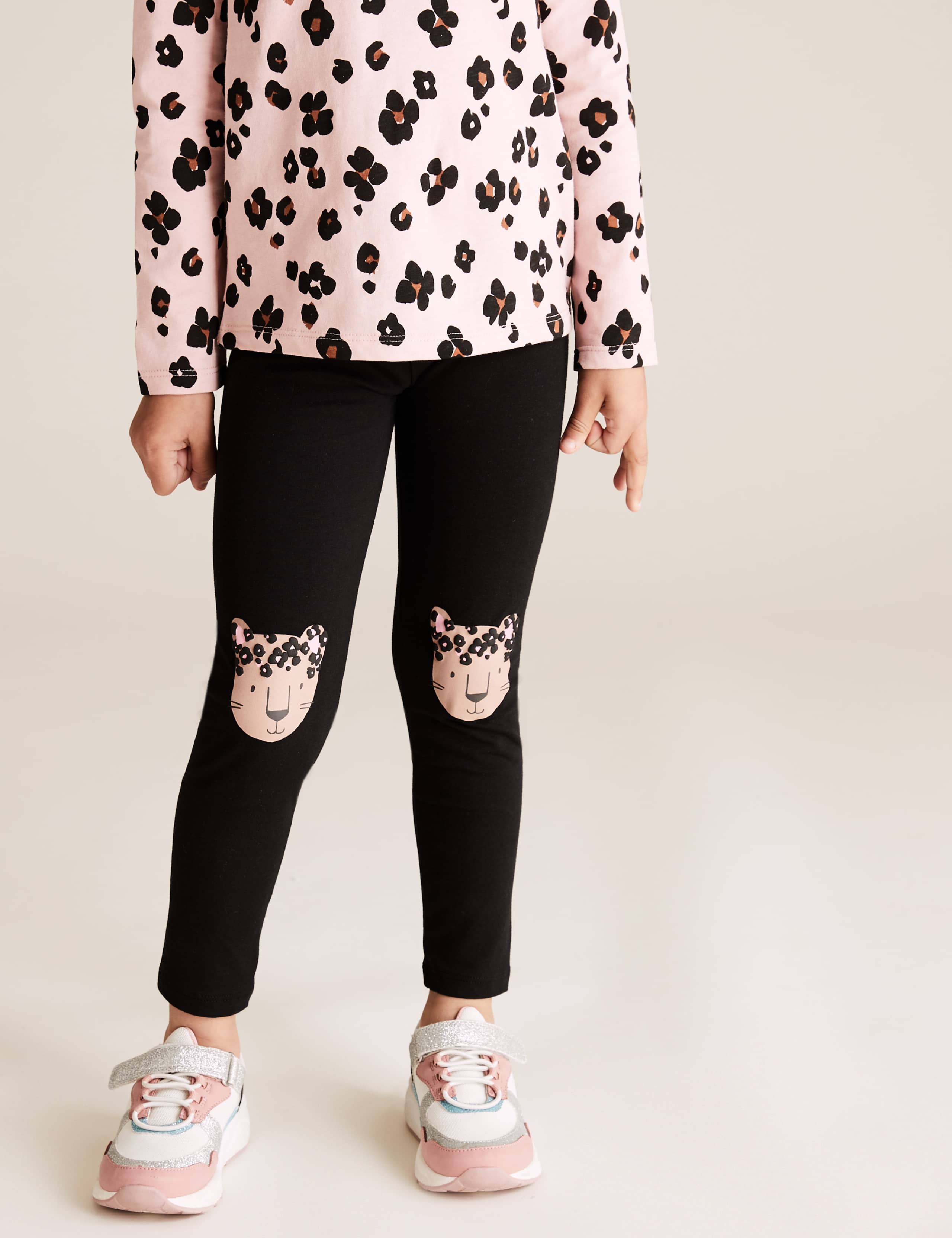 3pk Cotton Leopard Print Leggings (2-7 Yrs) 3 of 6