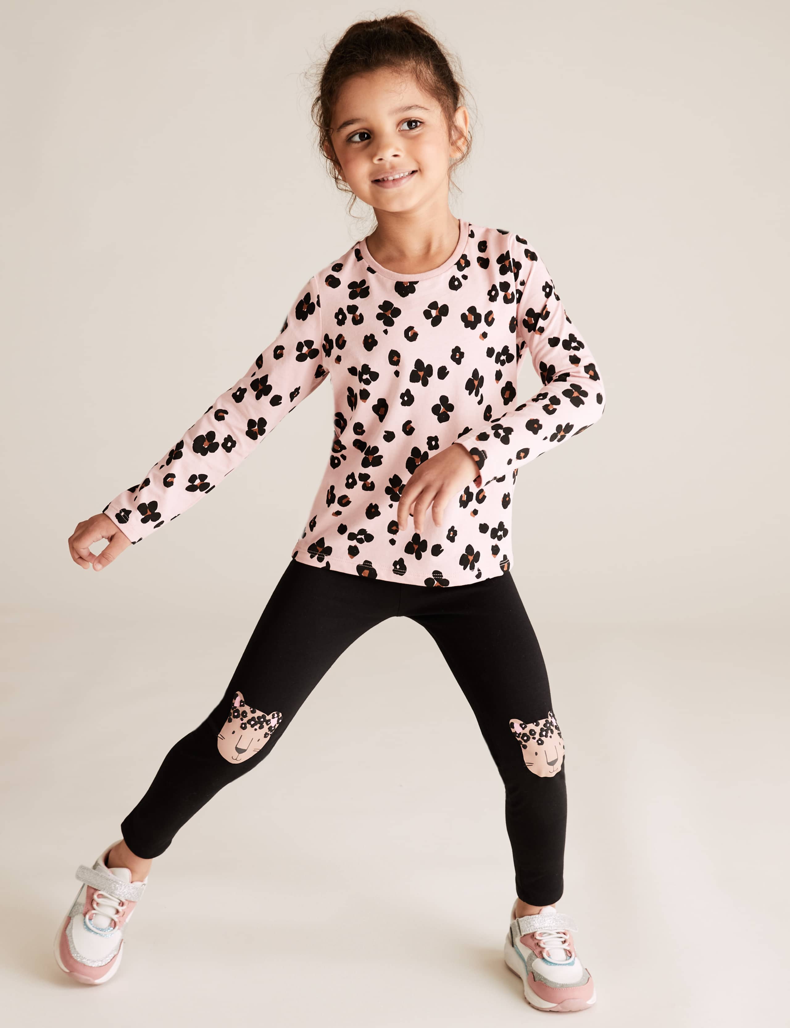 3pk Cotton Leopard Print Leggings (2-7 Yrs) 2 of 6