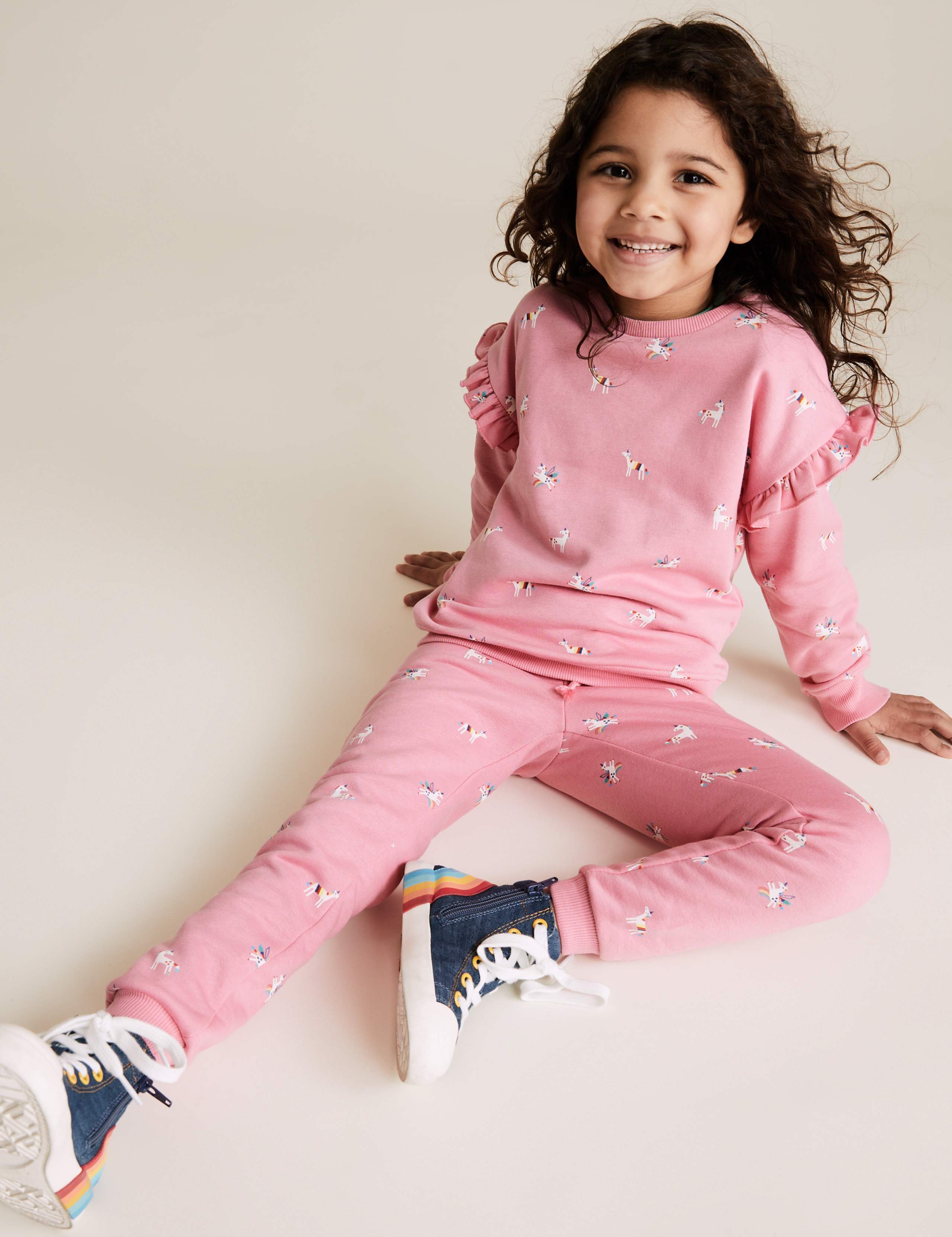 Cotton Unicorn Print Joggers (2-7 Yrs) 1 of 5
