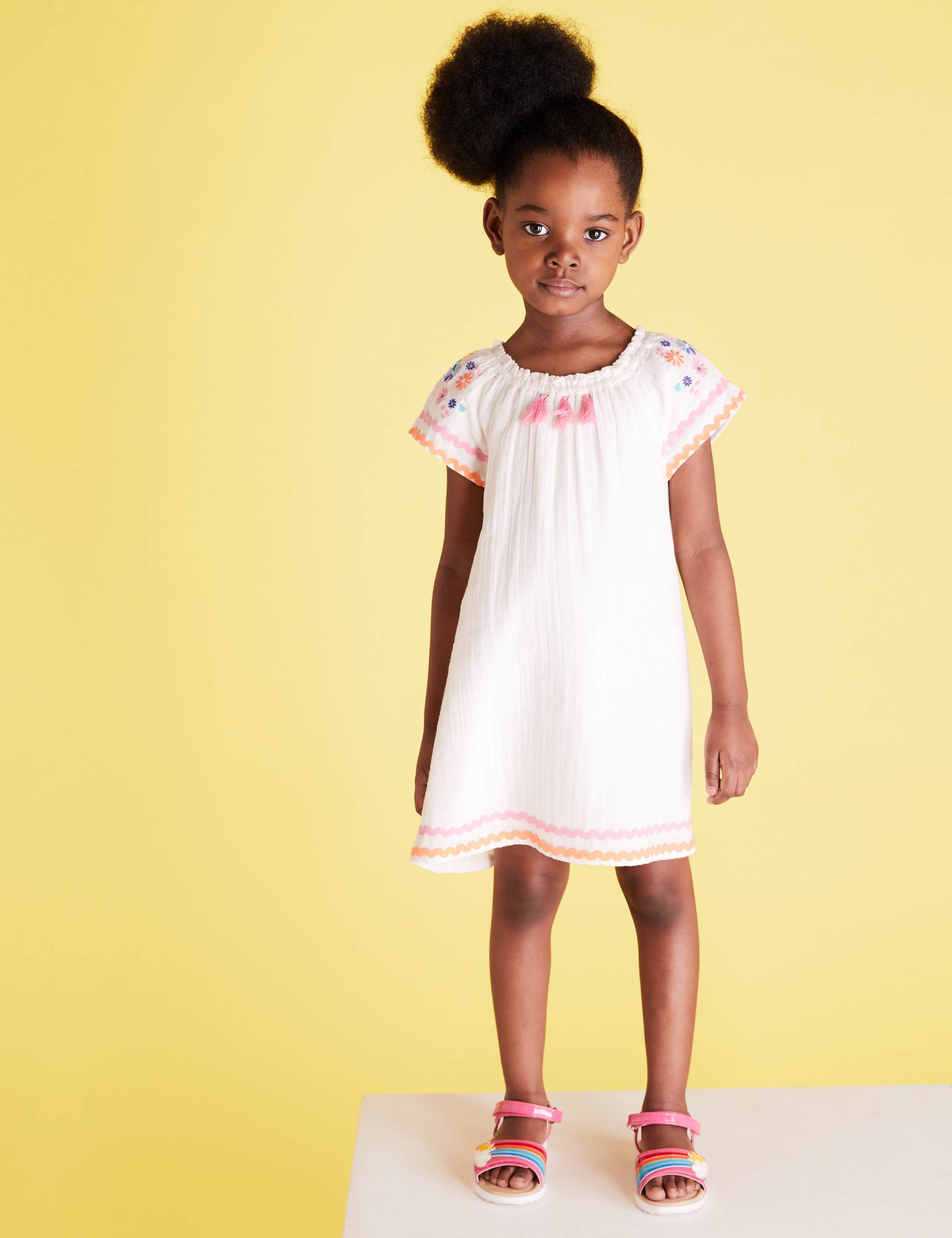 Pure Cotton Embroidered Dress (2-7 Years) 1 of 3