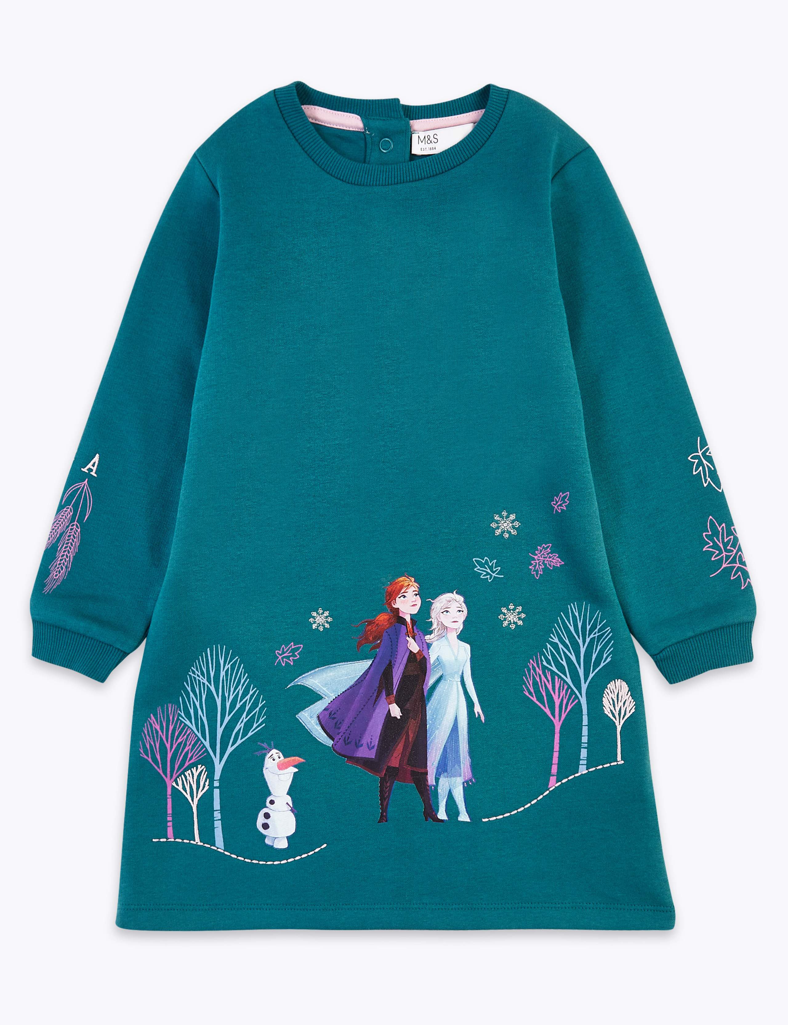 Disney Frozen™ Cotton Sweater Dress (2-10 Yrs) M&S IE - Main Image