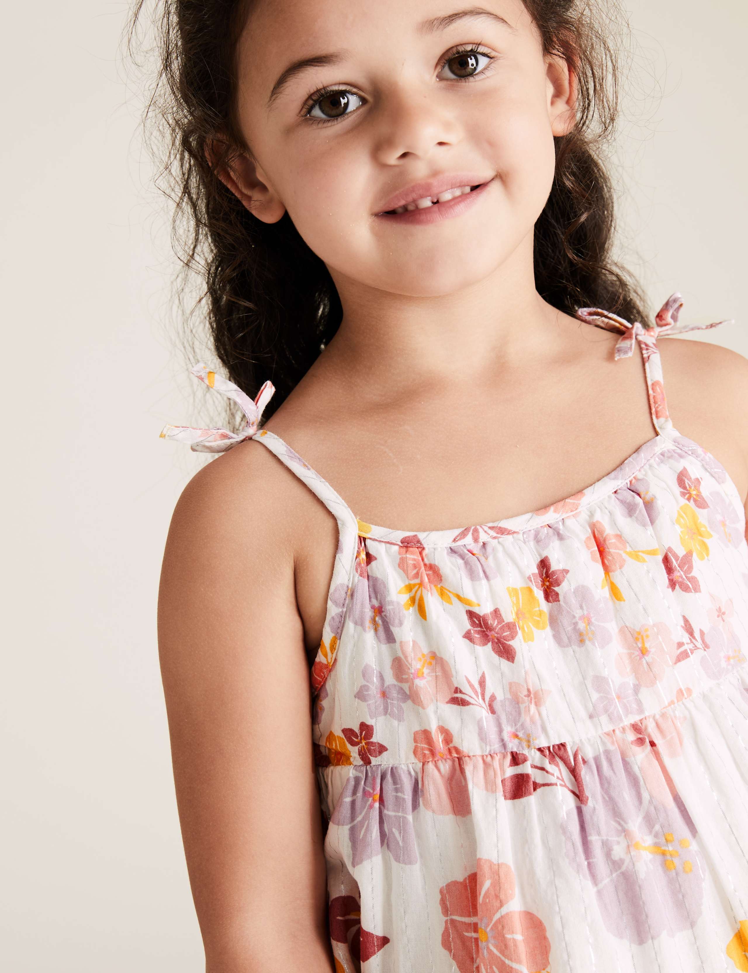 Cotton Rich Floral Tiered Cami Dress (2-7 Yrs) | M&S IE