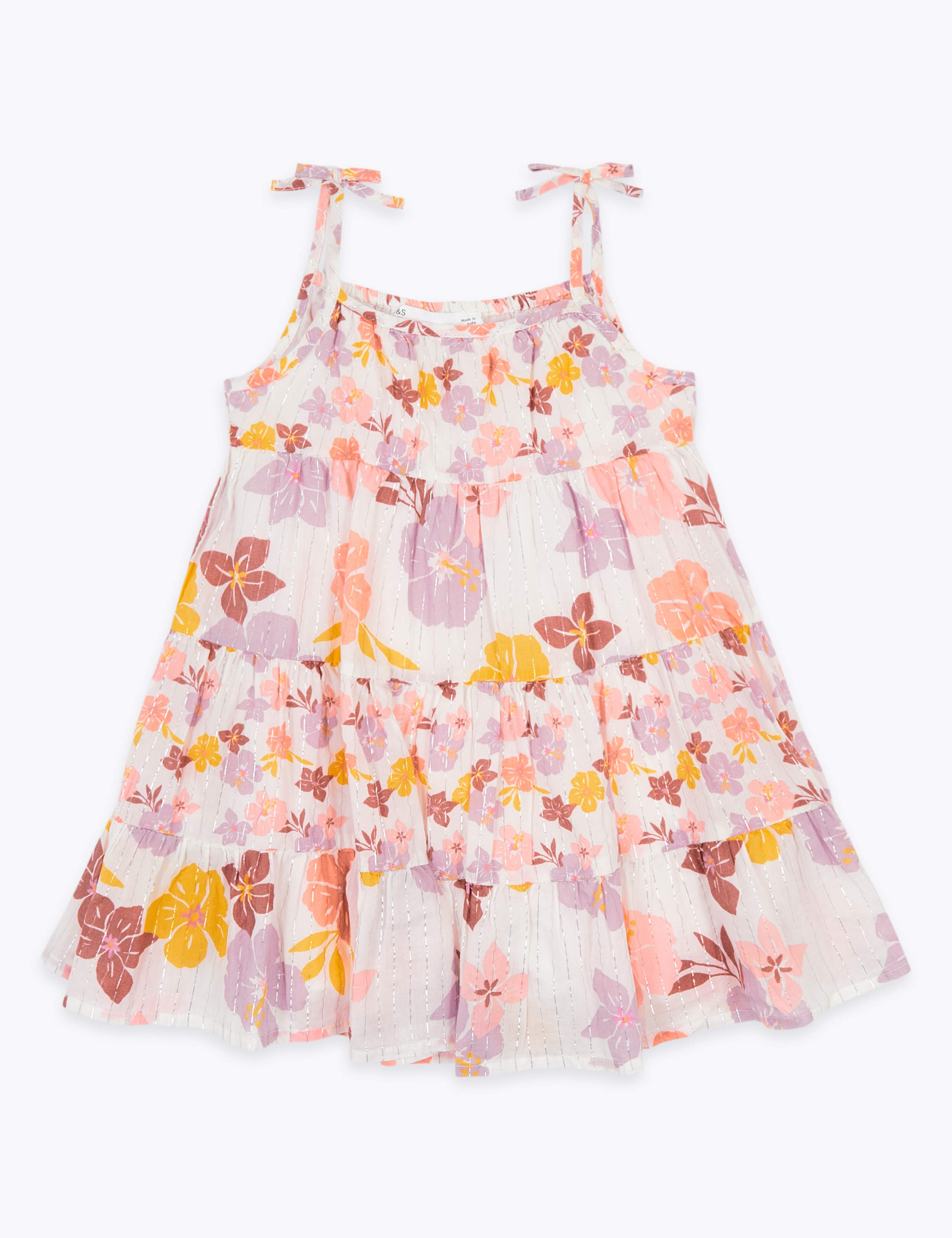 Cotton Rich Floral Tiered Cami Dress (2-7 Yrs) | M&S IE