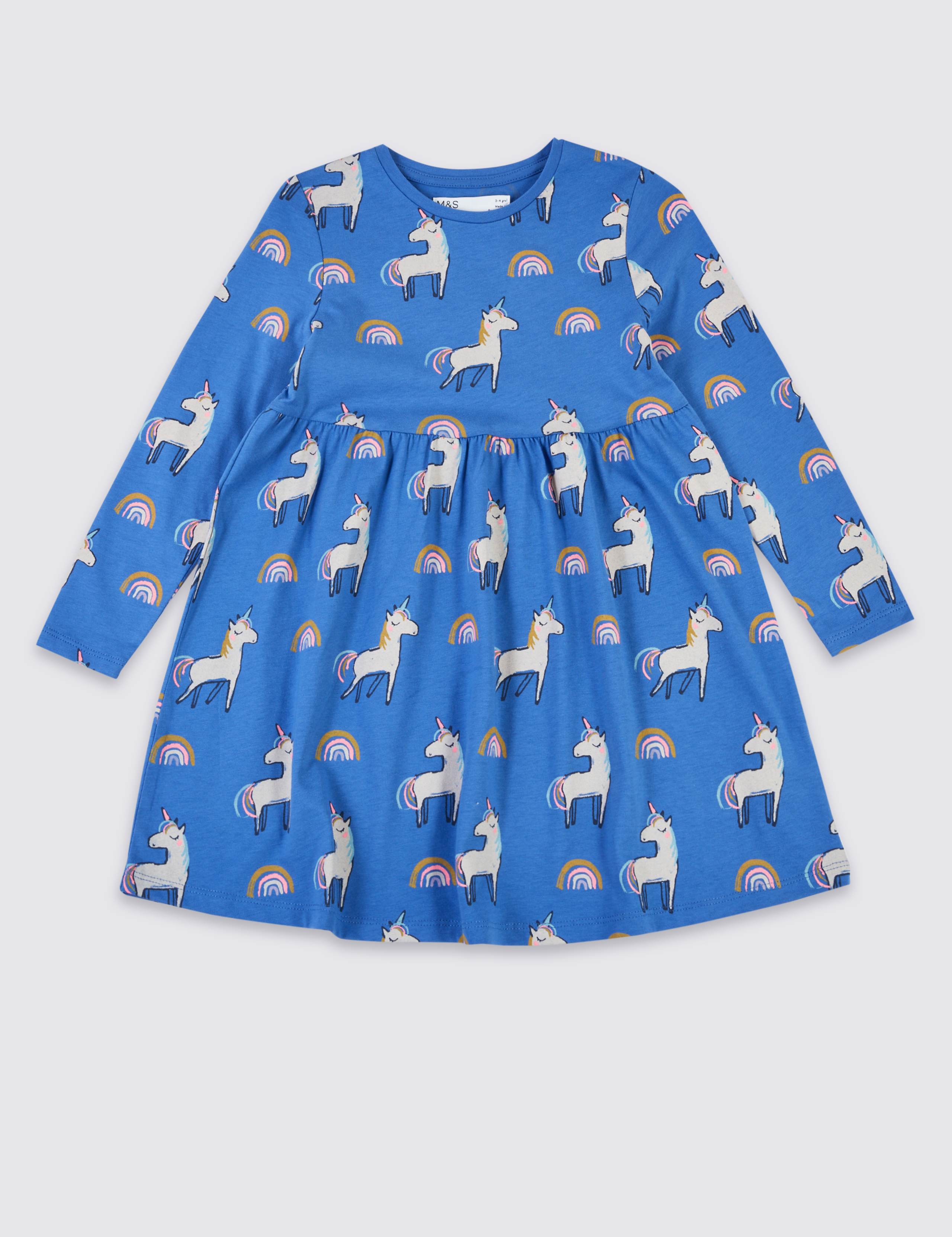 Pure Cotton Unicorn & Rainbow Dress (3 Mths - 7 Yrs) 2 of 4