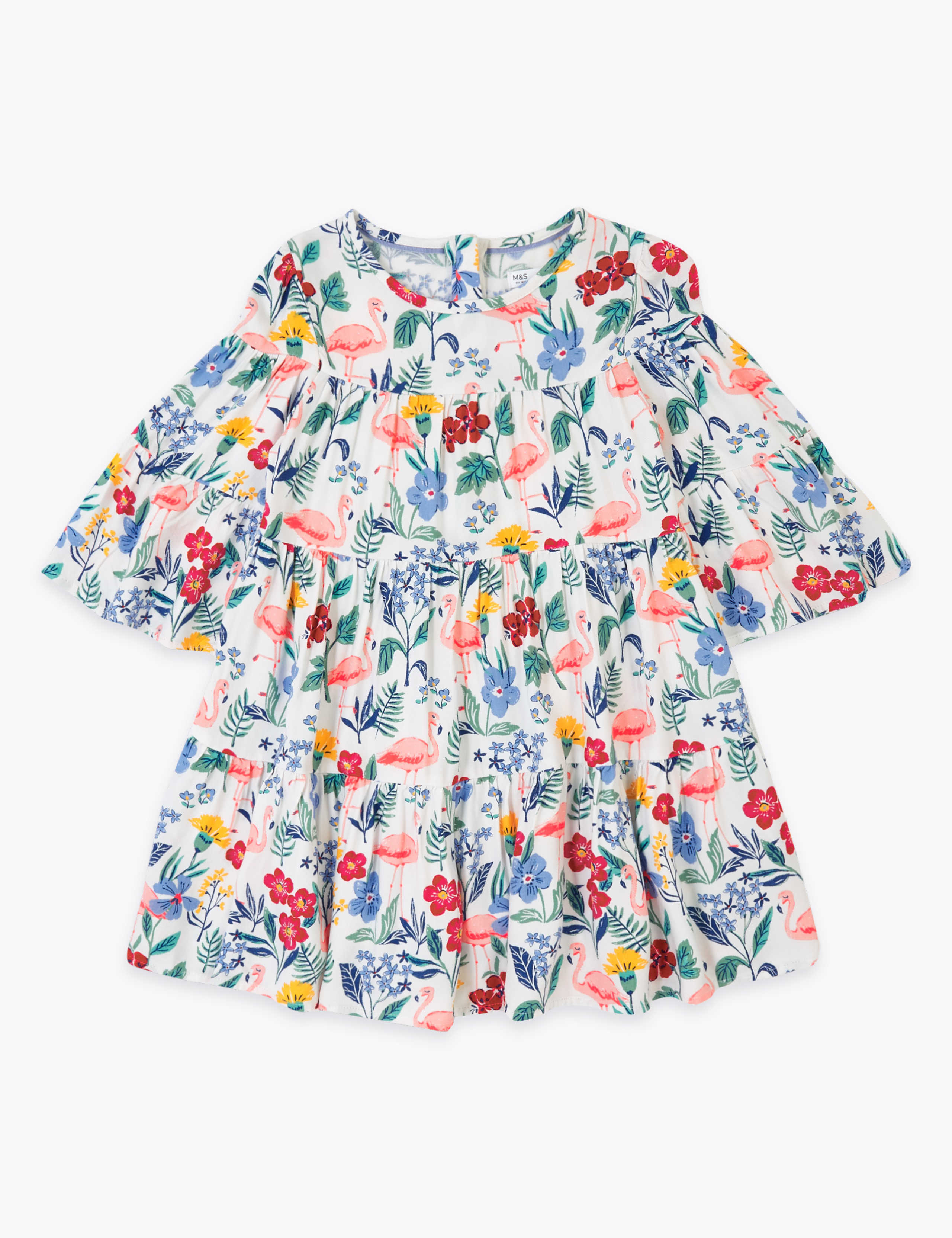 Flamingo Print Woven Tiered Dress (2-7 Yrs) 2 of 4