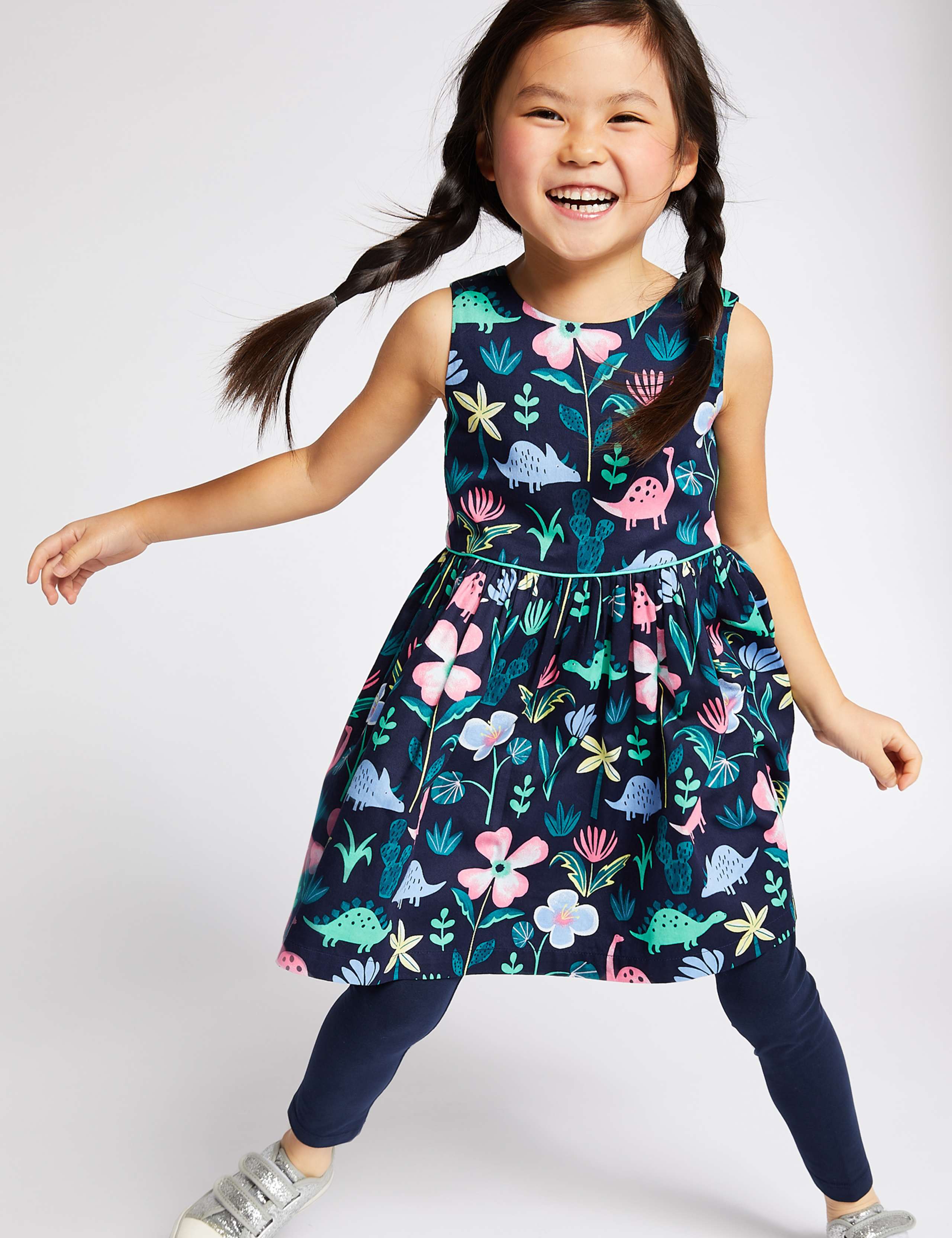 All Over Dinosaurs Print Dress (3 Months - 7 Years) 1 of 3