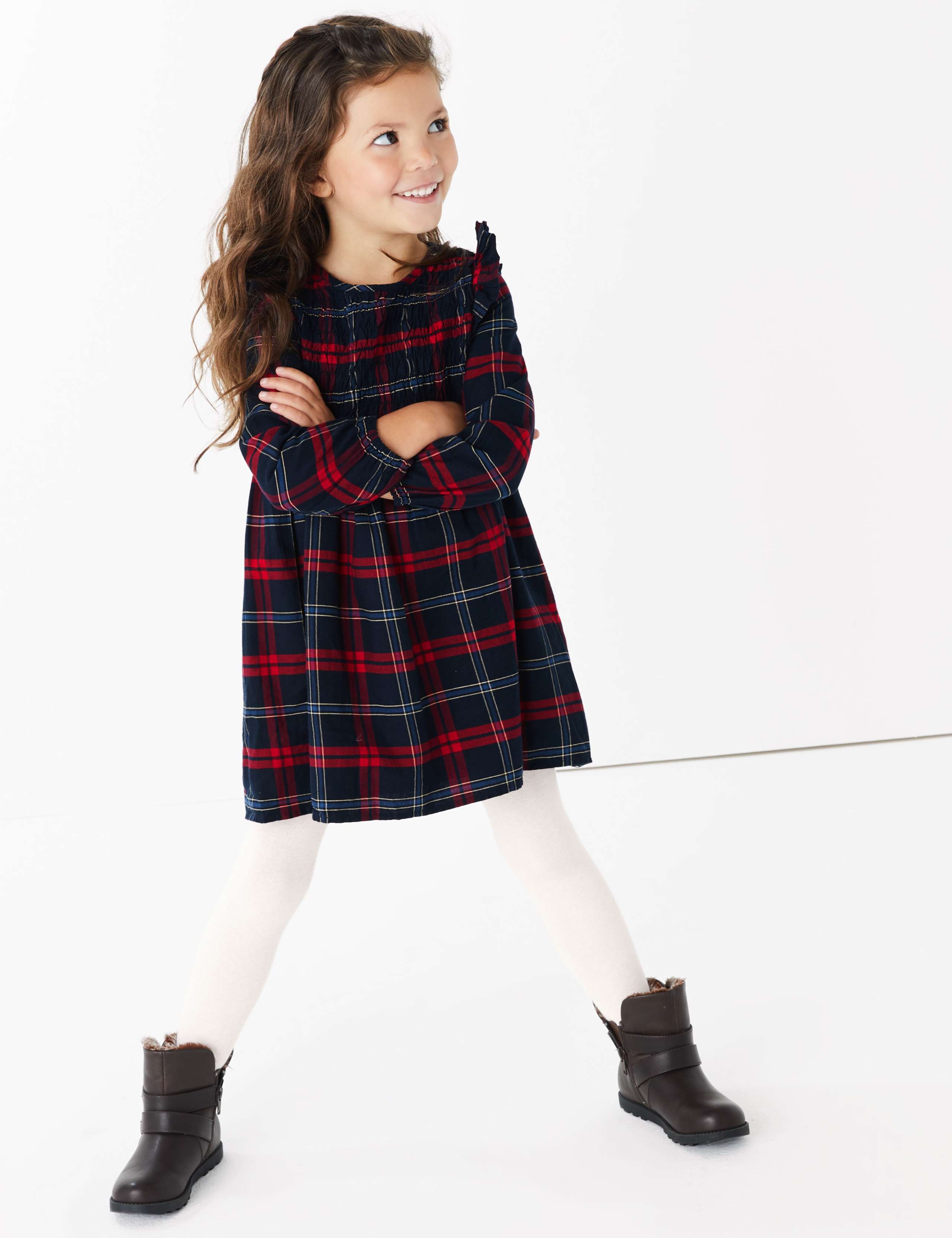 Checked Dress & TIghts Outfit (3 Mths - 7 Yrs) 1 of 4