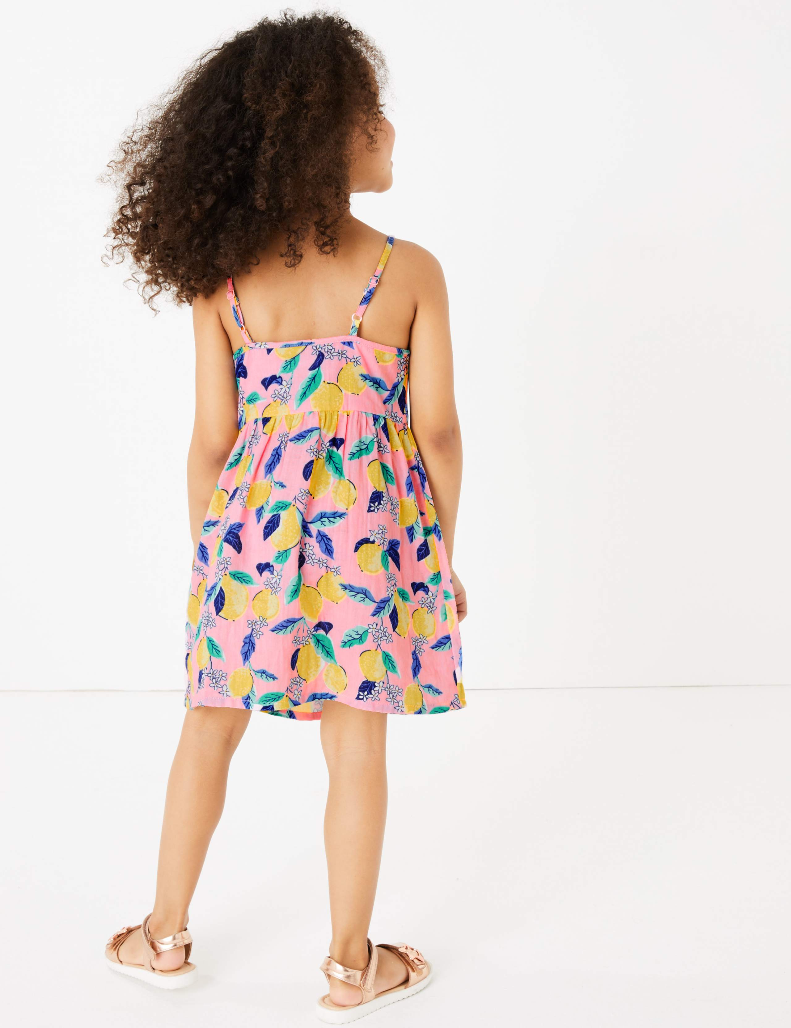 Pure Cotton Button Through Lemon Dress (2-7 Yrs) 4 of 4