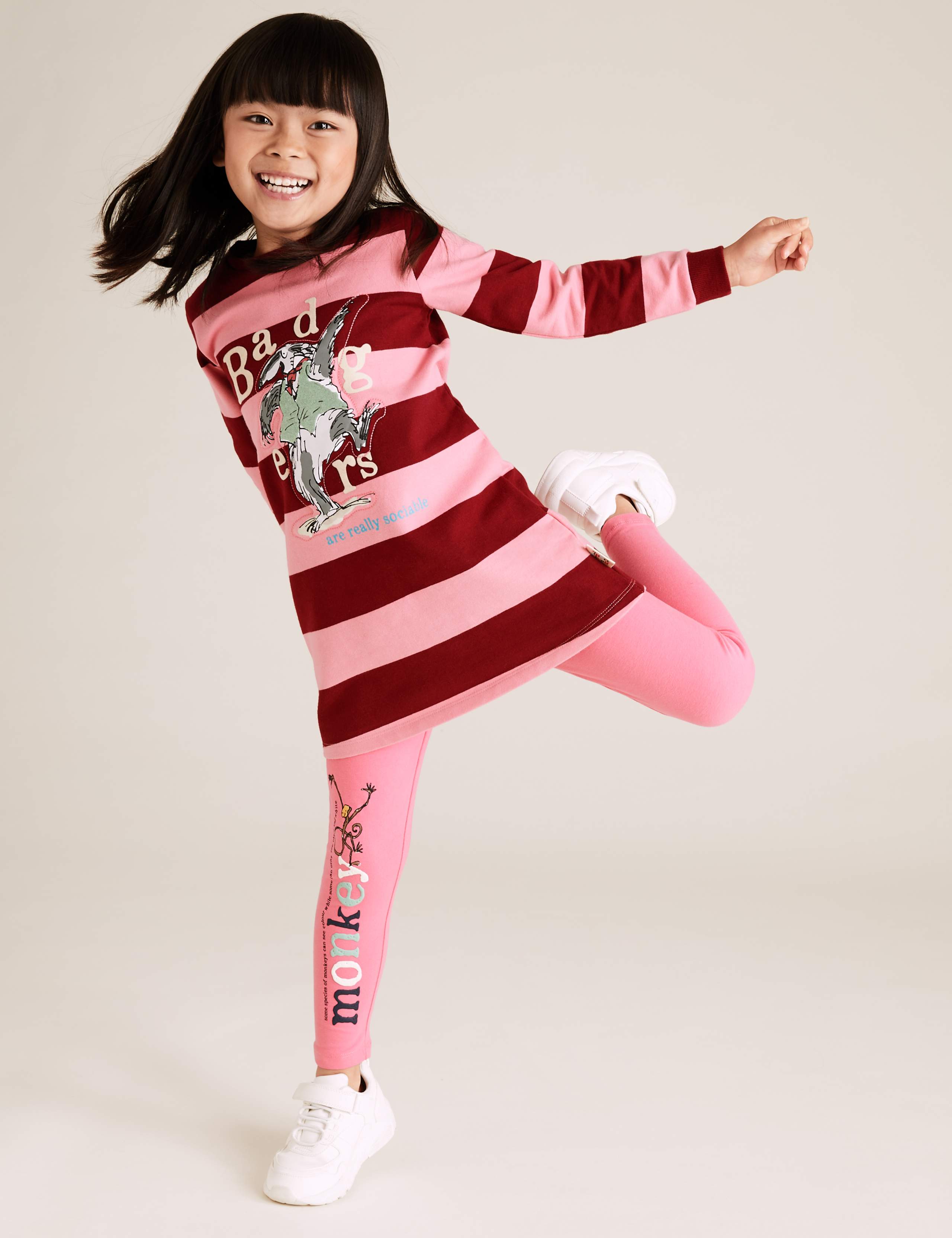 Roald Dahl™ & NHM™ Badger Sweat Dress (2-7 Yrs) 1 of 4