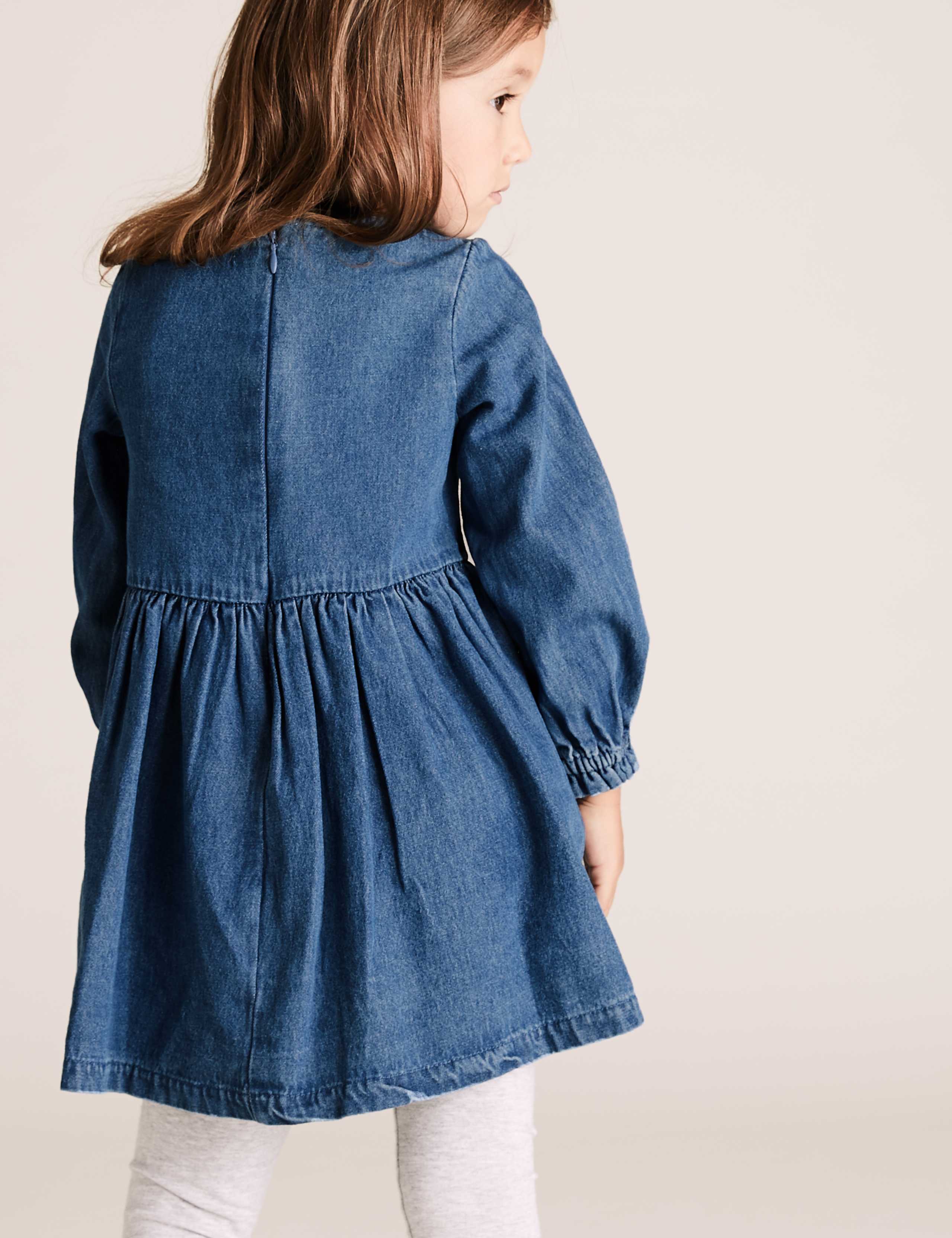 Denim Floral Embroidered Dress (2-7 Yrs) 4 of 4