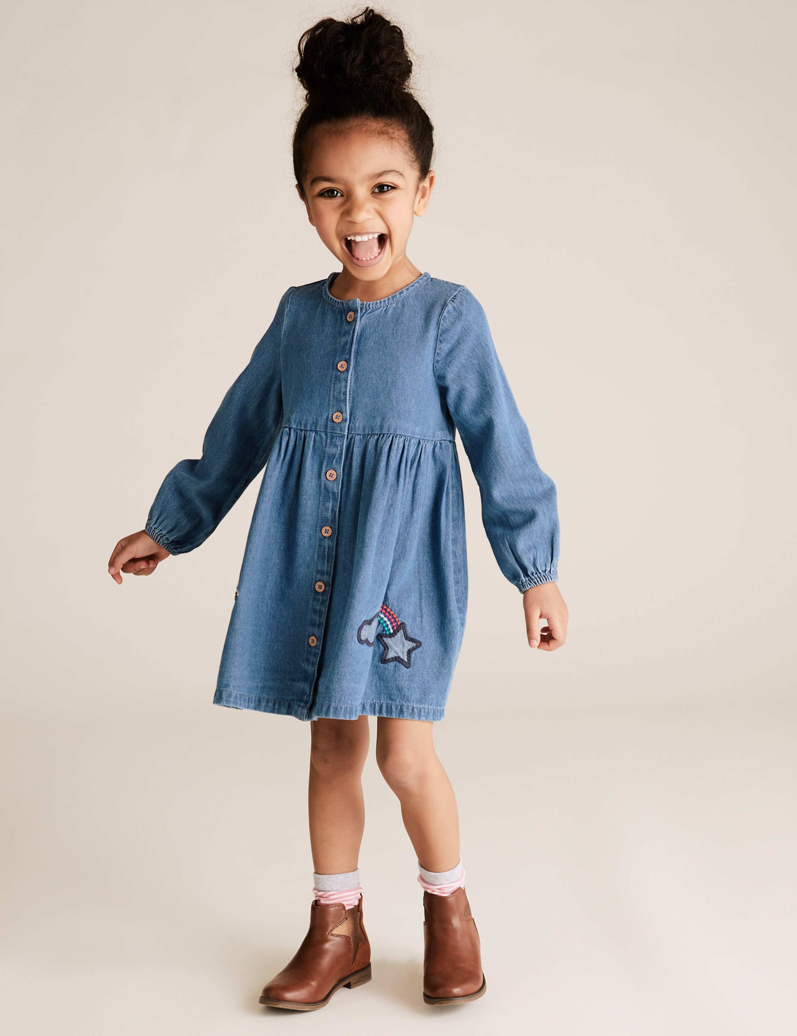 Denim Unicorn Appliqué Dress (2-7 Yrs) 1 of 4