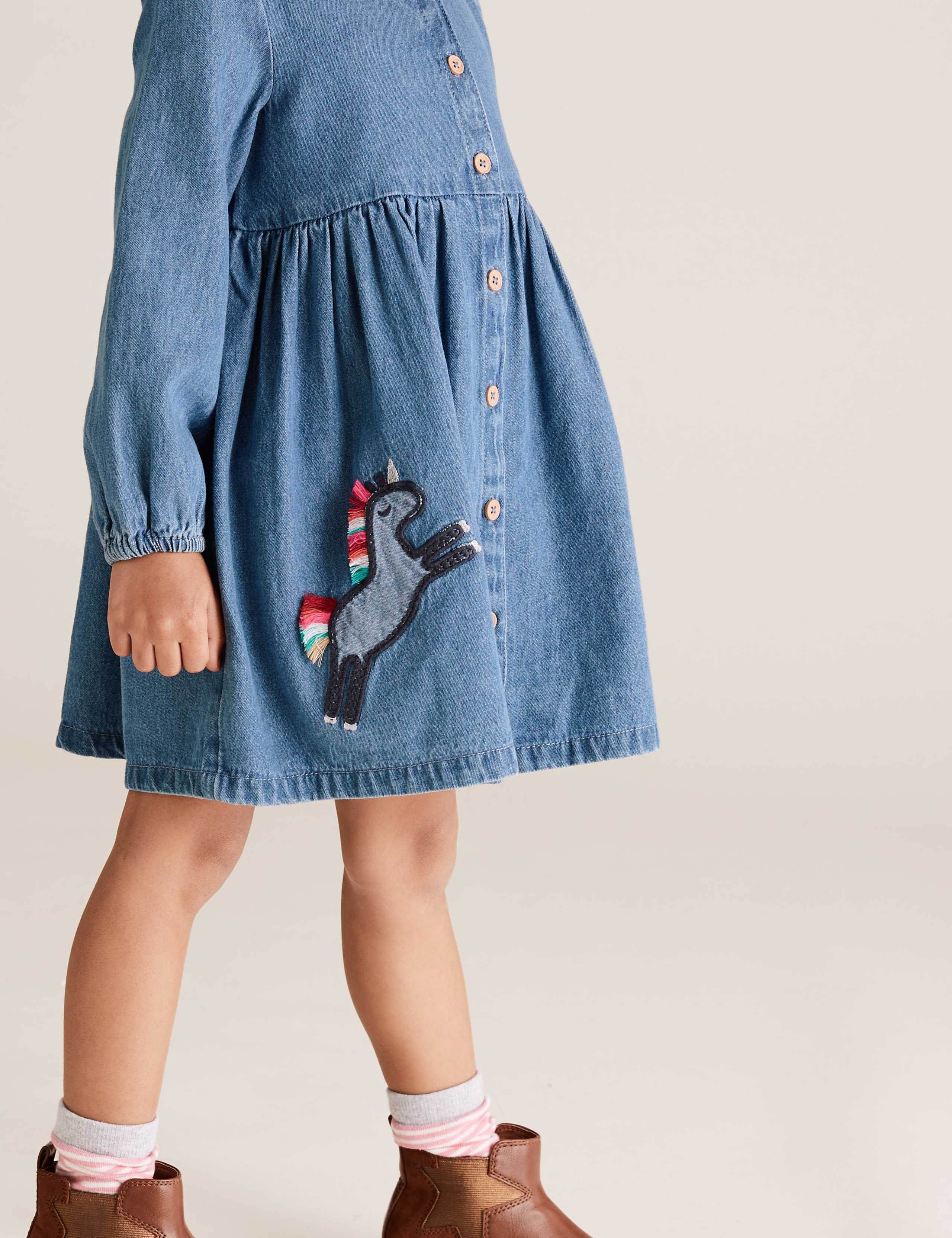 Denim Unicorn Appliqué Dress (2-7 Yrs) 3 of 4