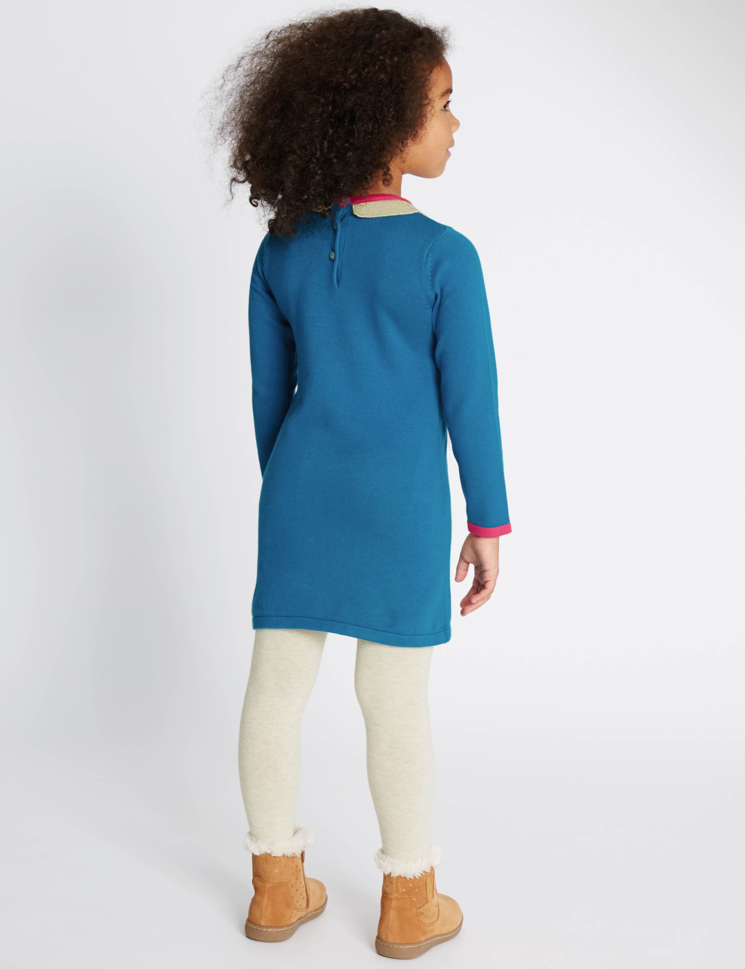 Pure Cotton Duck Knitted Dress with Tights (1-7 Years) 3 of 5