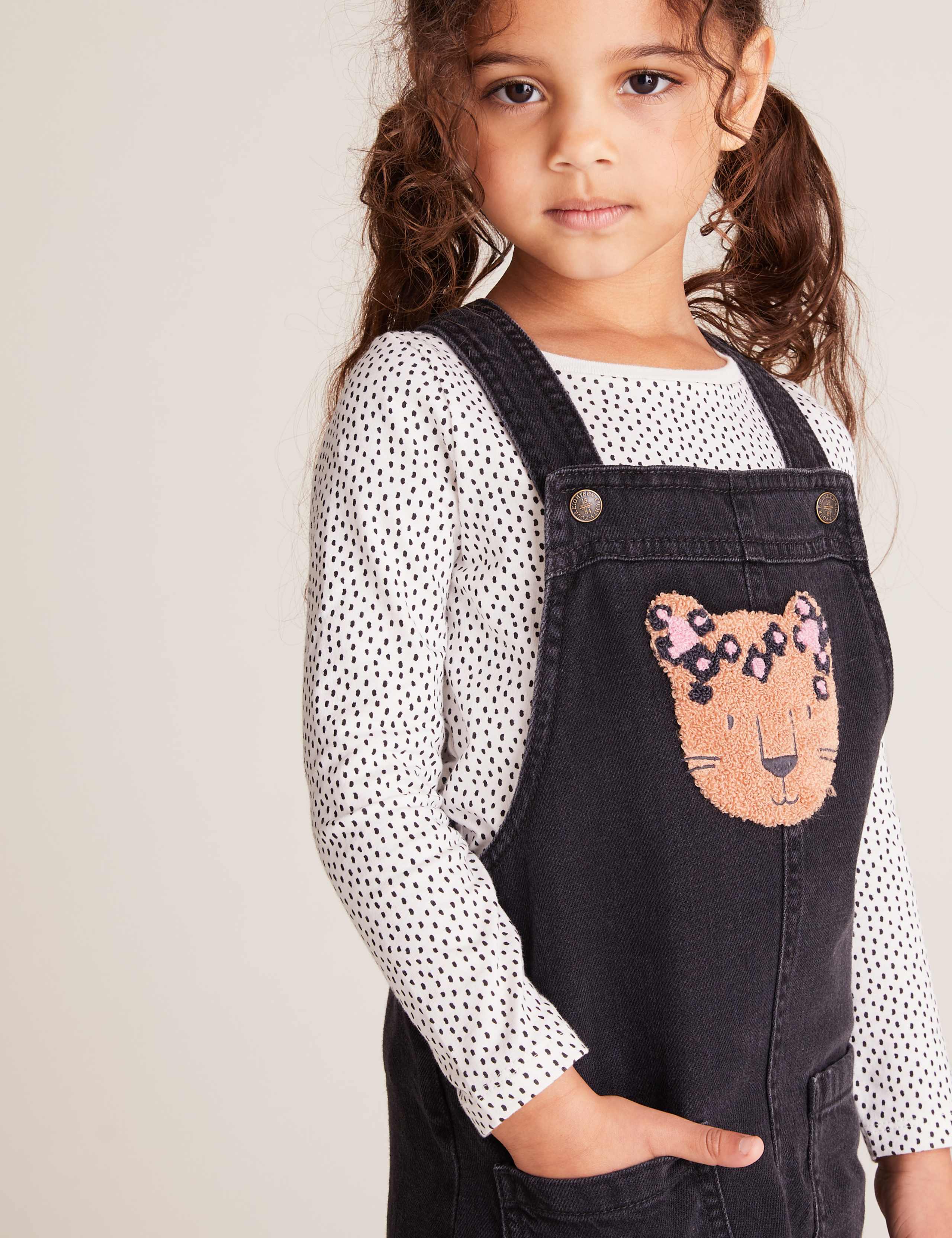 2pc Cotton Leopard Boucle Pinafore Outfit (2-7 Yrs) 3 of 5
