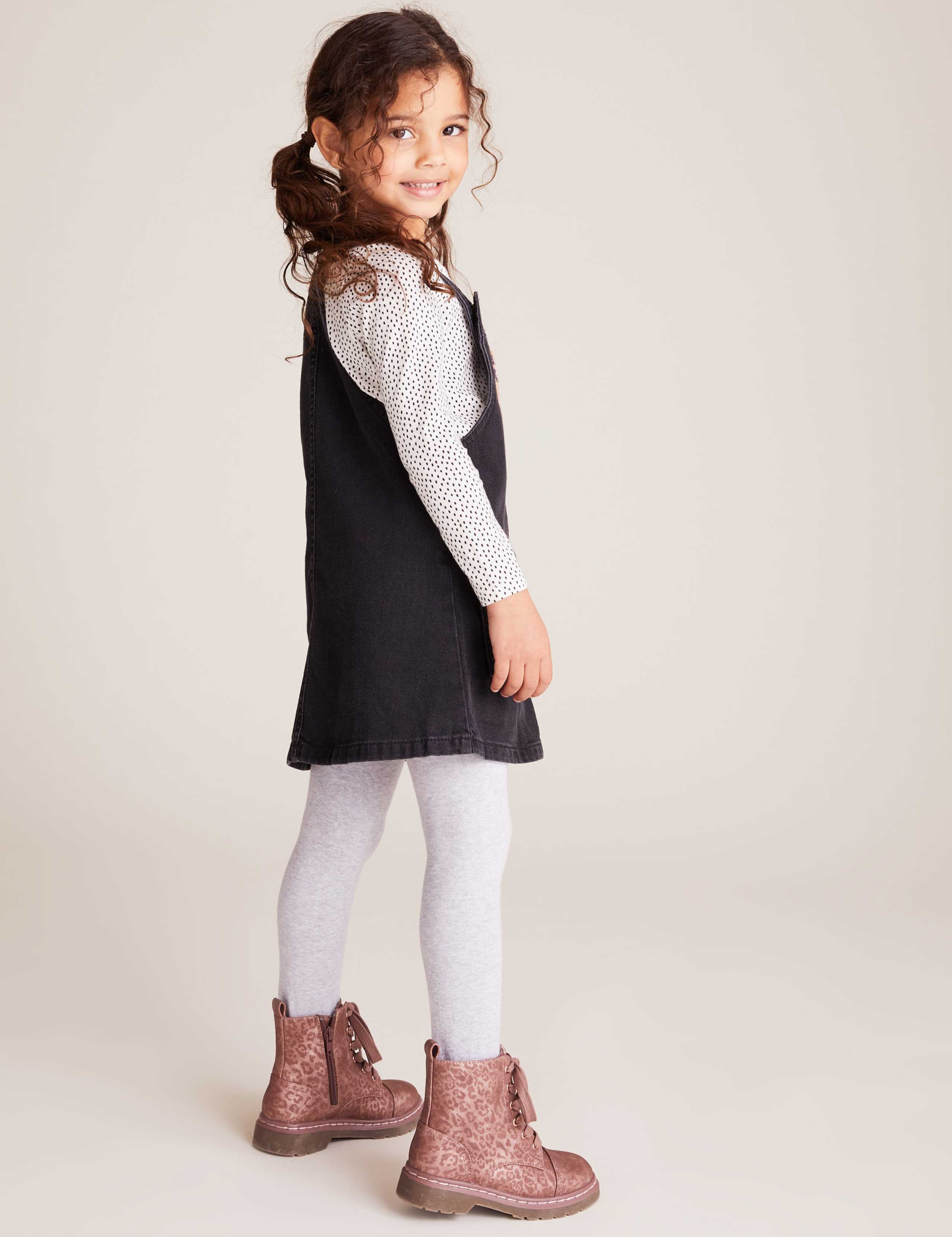 2pc Cotton Leopard Boucle Pinafore Outfit (2-7 Yrs) 4 of 5