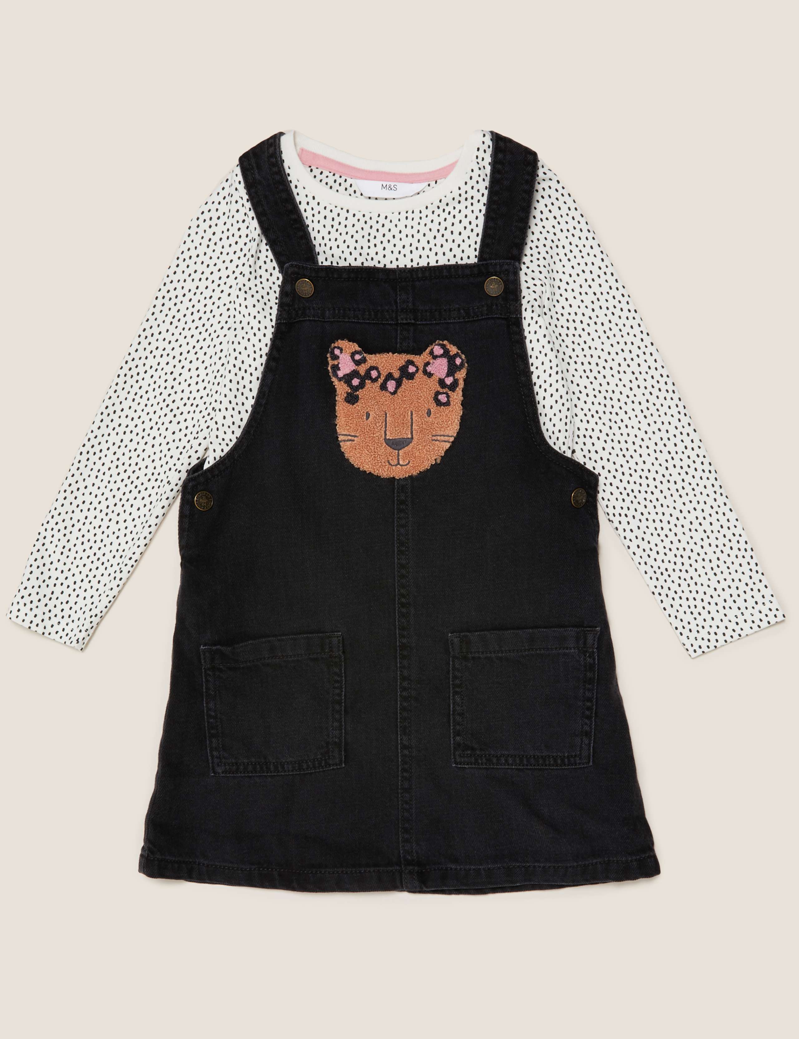 2pc Cotton Leopard Boucle Pinafore Outfit (2-7 Yrs) 2 of 5