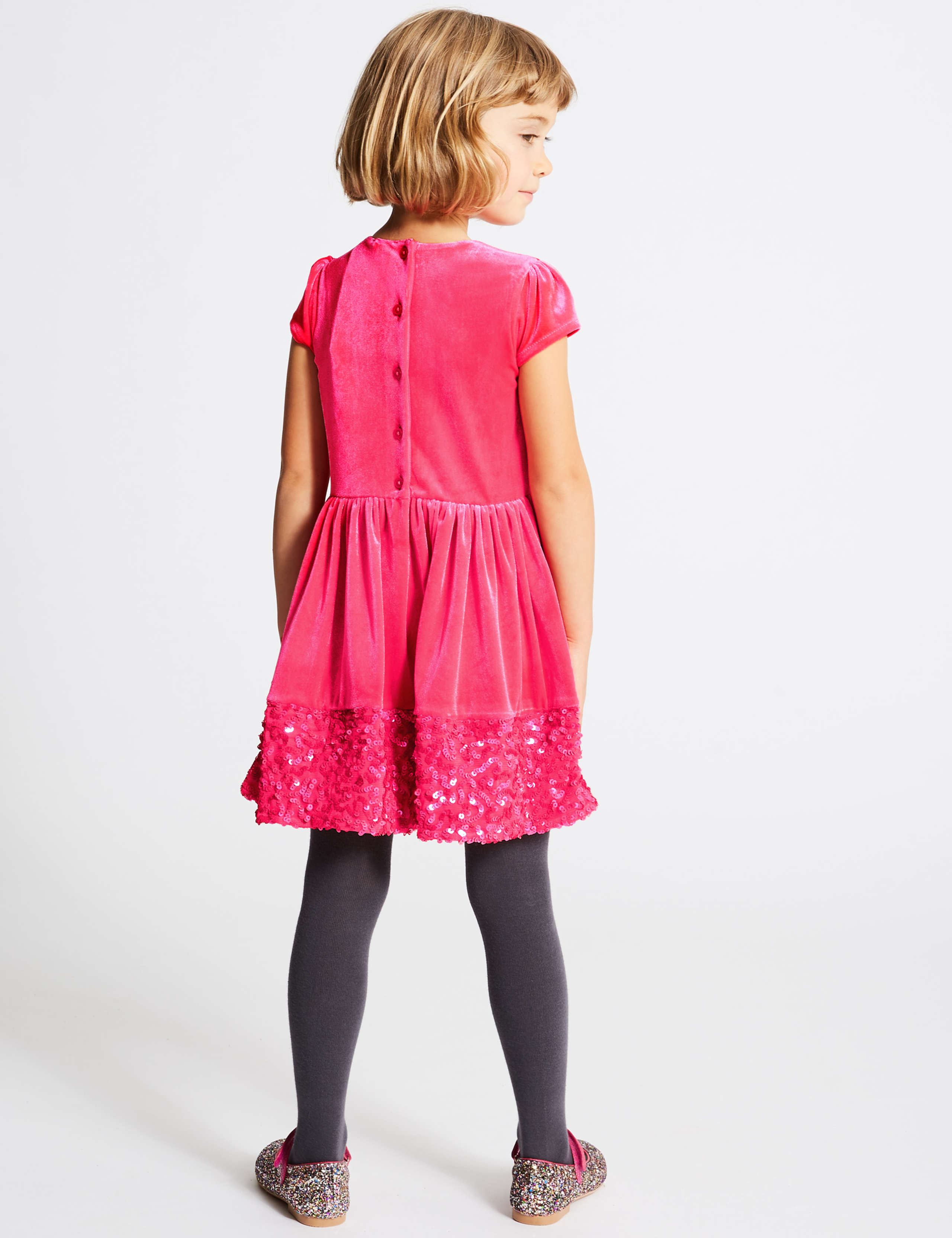 Velvet Sequin Hem Dress (1-10 Years) 3 of 5