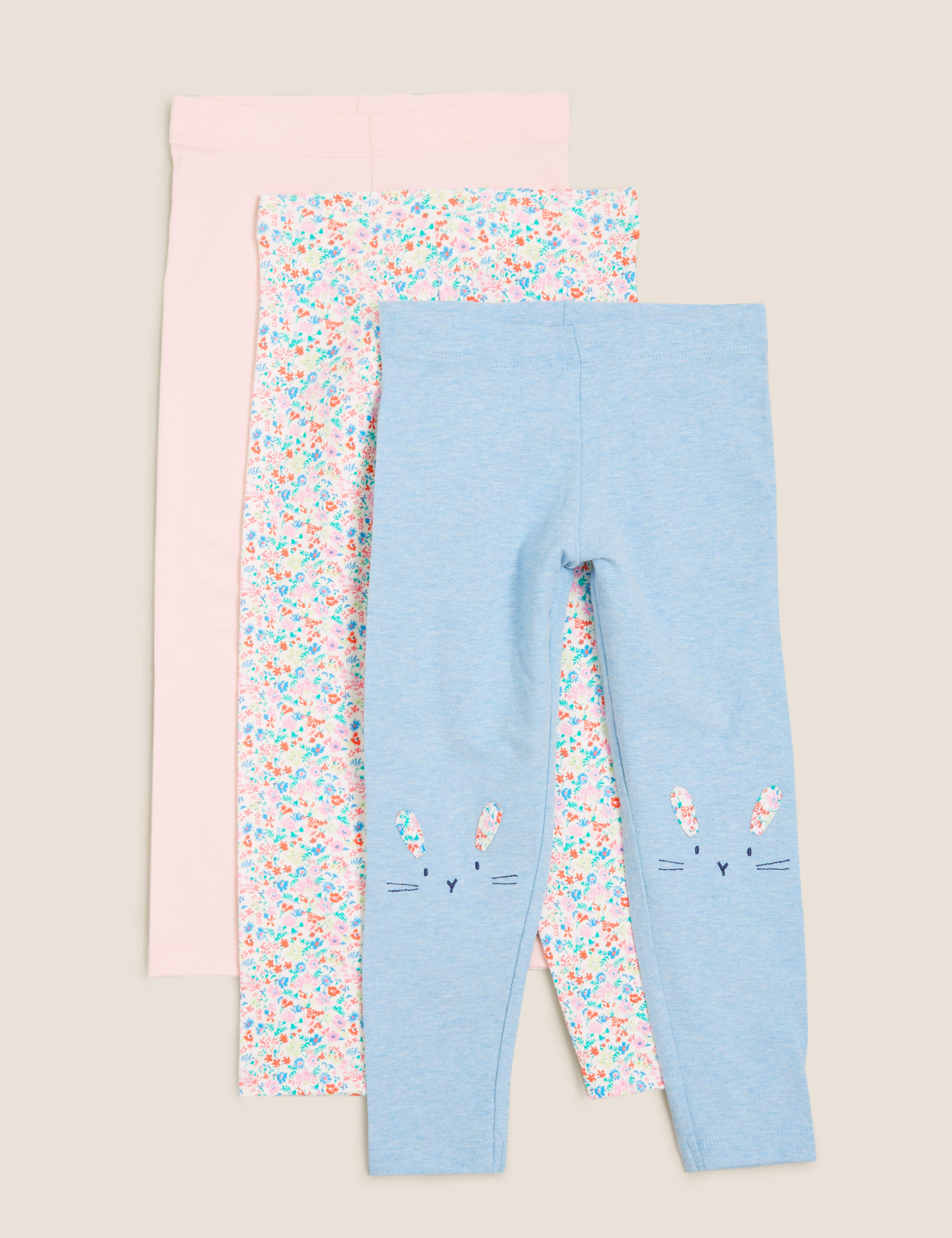 3pk Cotton Patterned Leggings (2-7 Yrs) 1 of 5