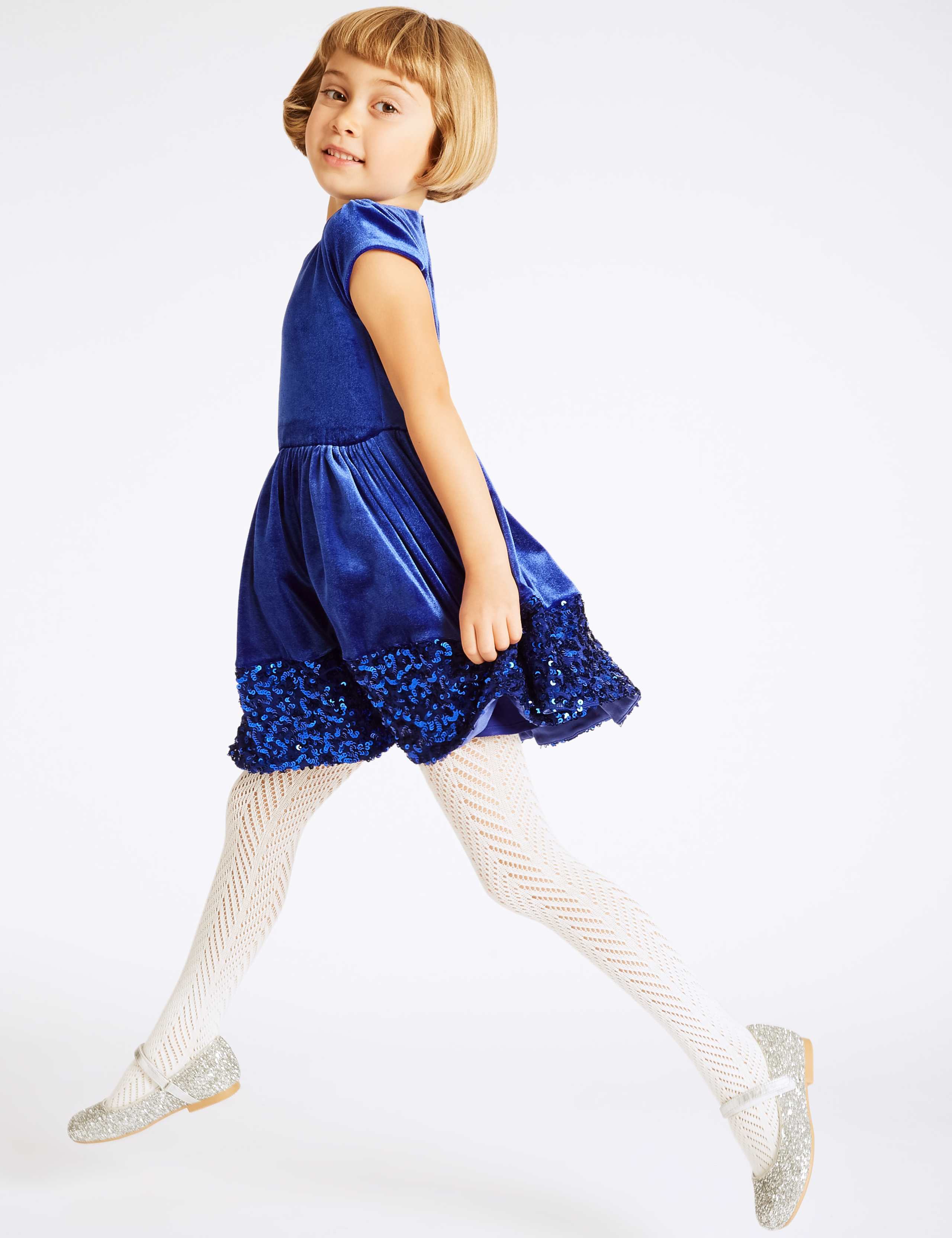 Sequin Base Velvet Dress (1-10 Years) 1 of 5