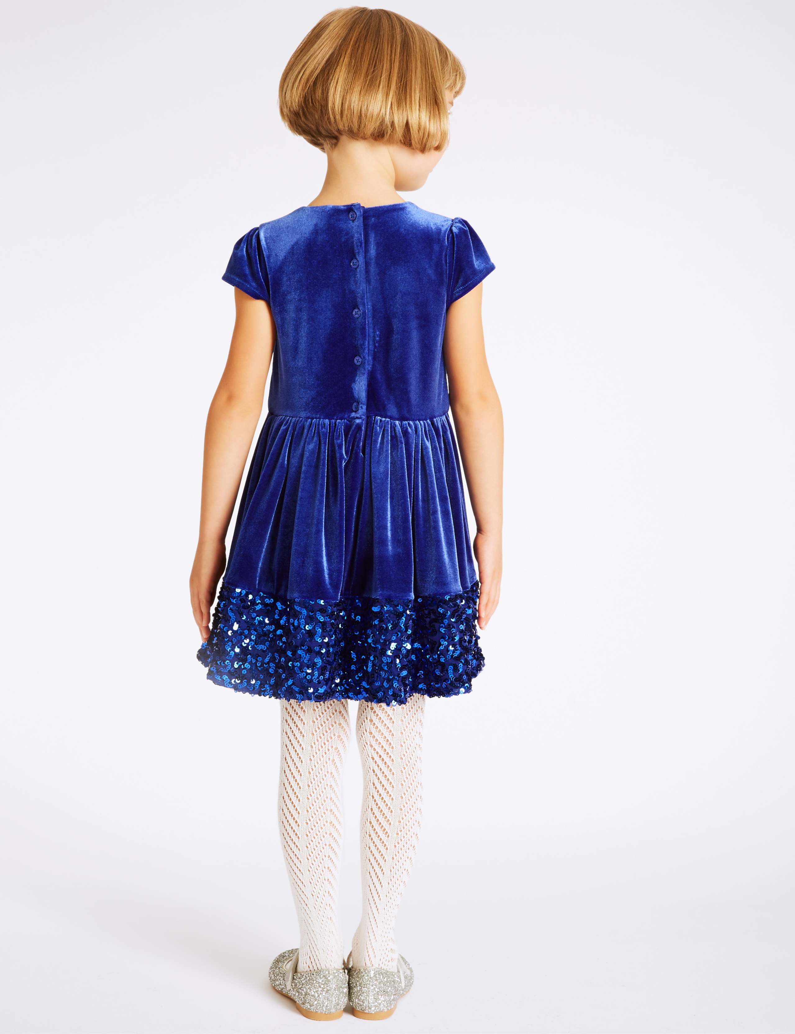 Sequin Base Velvet Dress (1-10 Years) 3 of 5