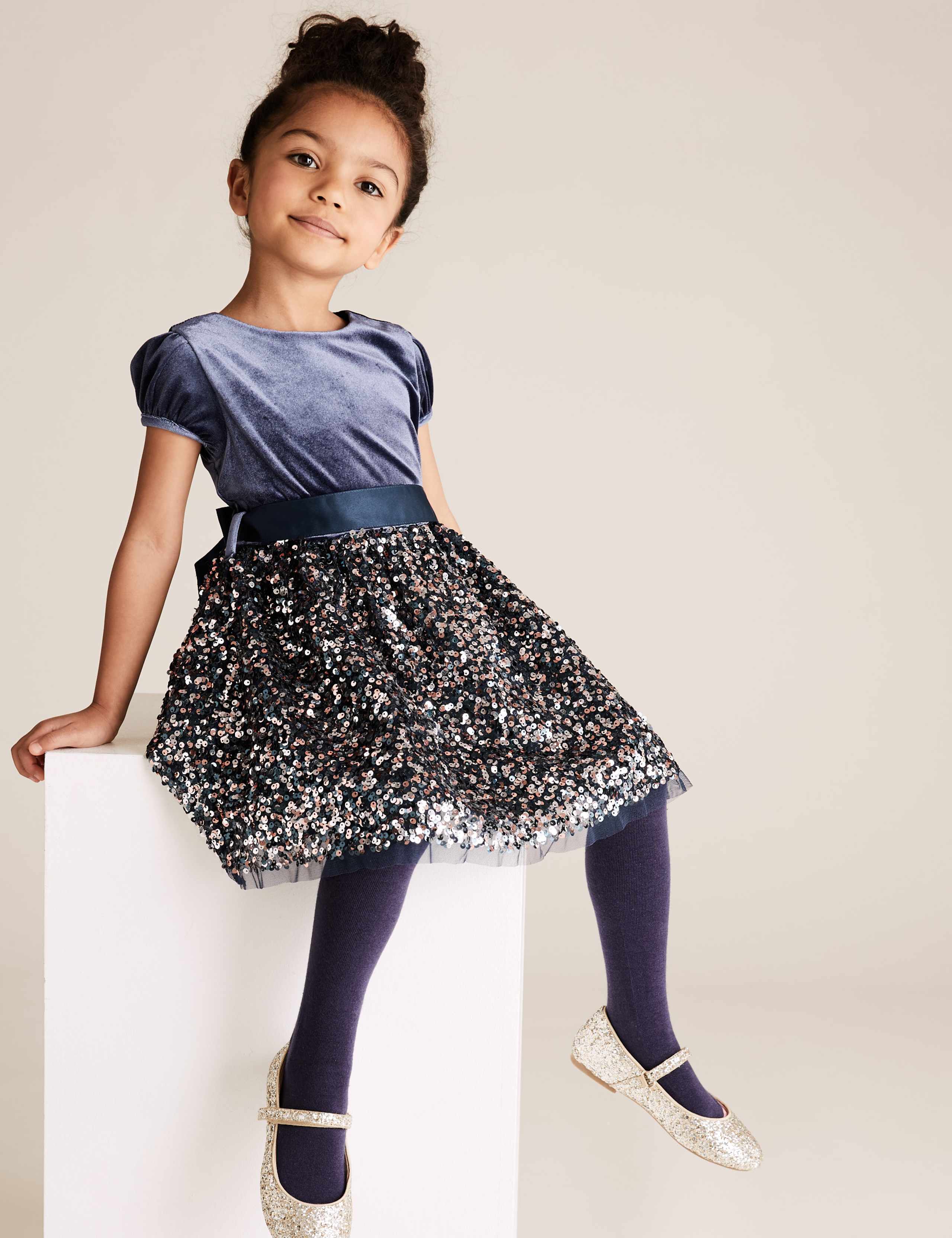Velvet Sequin Dress (2-7 Yrs) 1 of 4