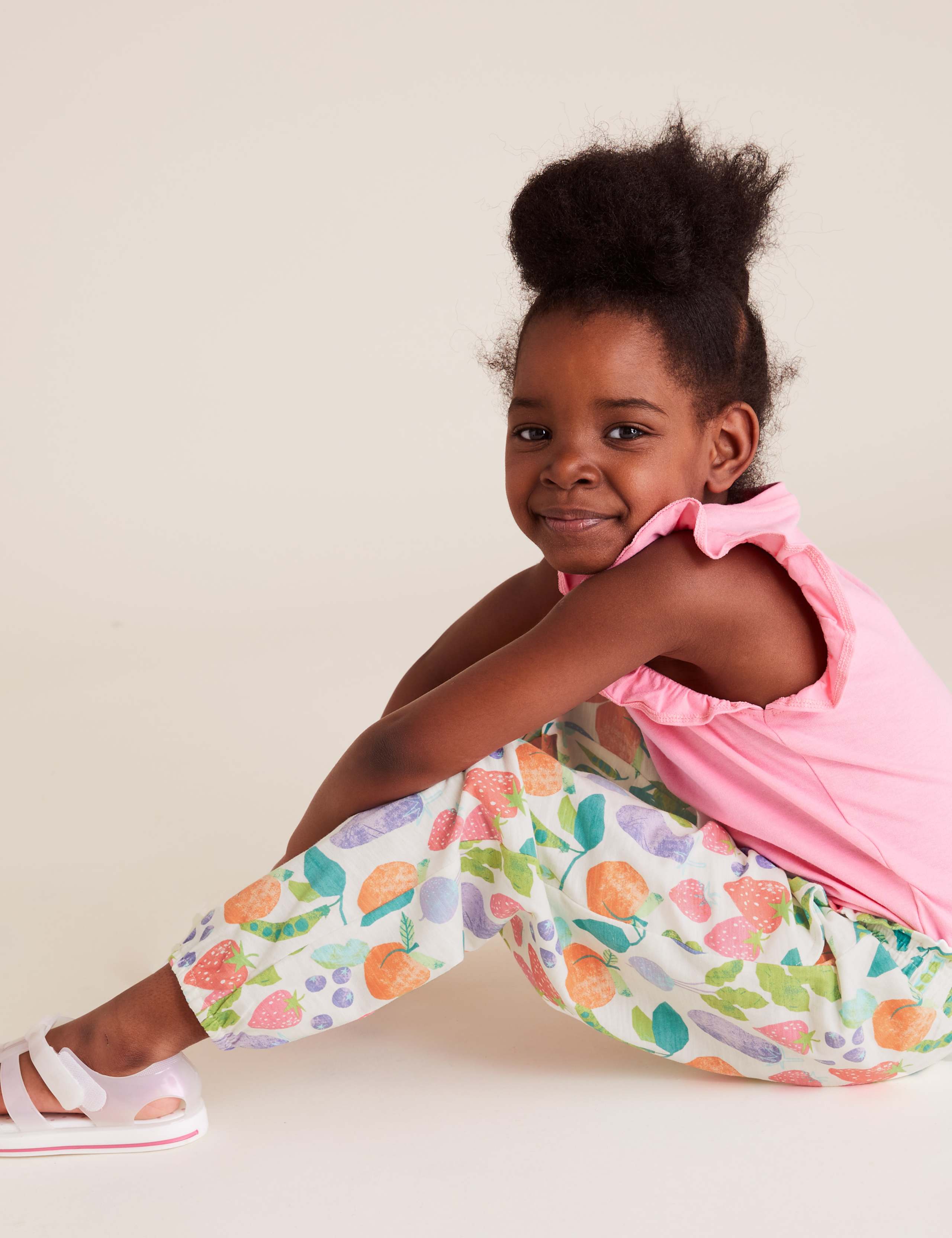 Pure Cotton Fruit Print Trousers (2-7 Yrs) 1 of 5