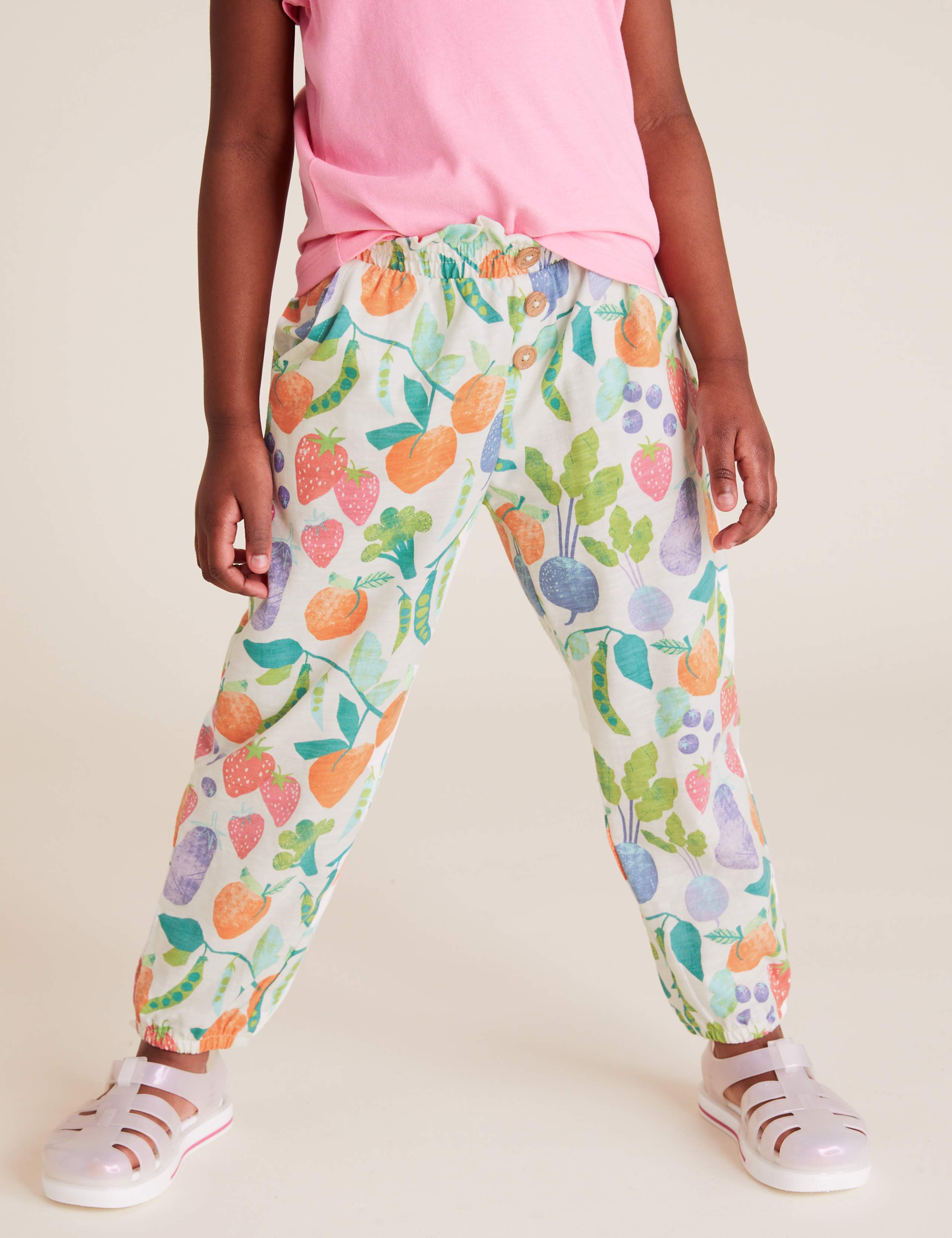 Pure Cotton Fruit Print Trousers (2-7 Yrs) 3 of 5