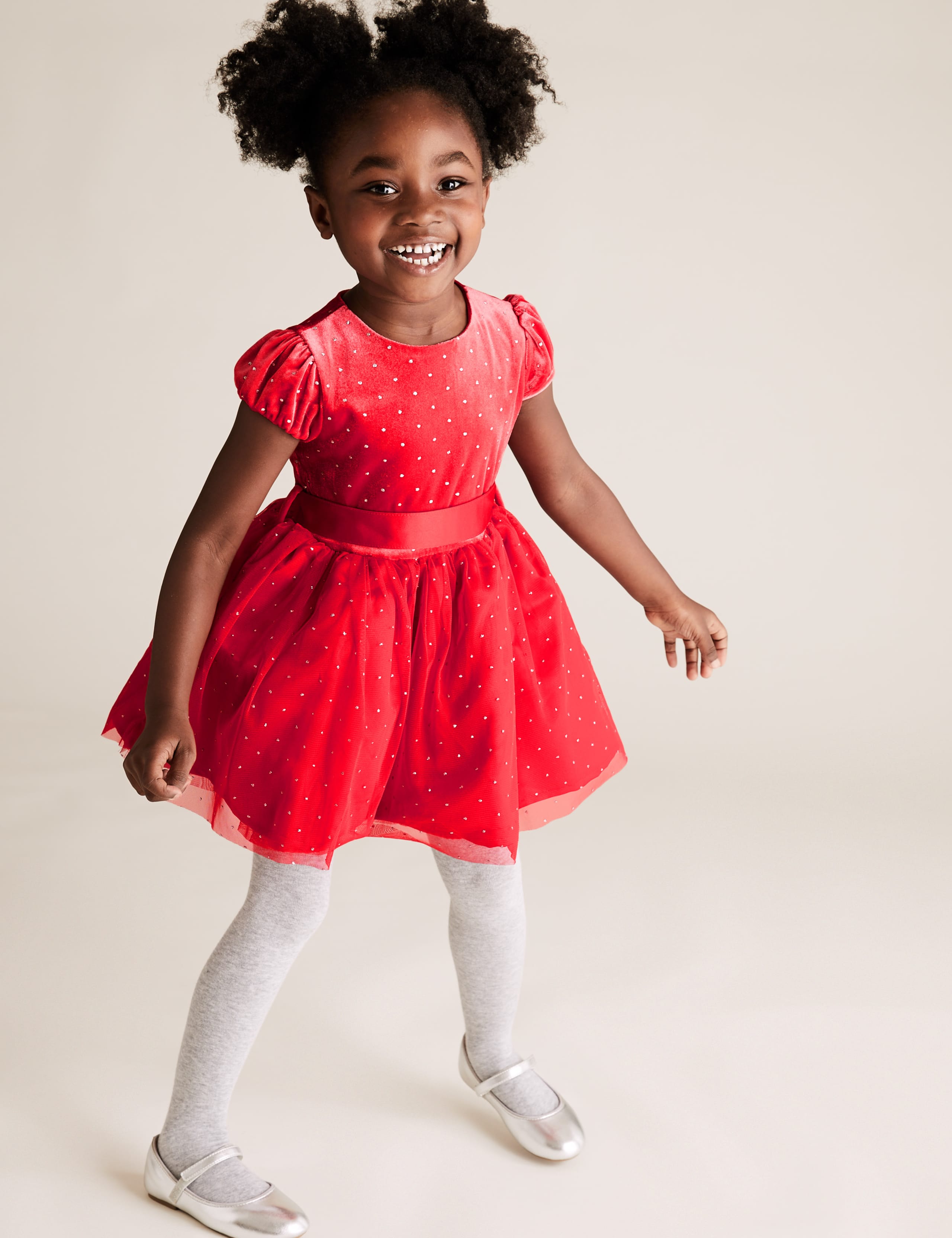 Velvet Glitter Spotted Prom Dress (2-7 Yrs) 1 of 4