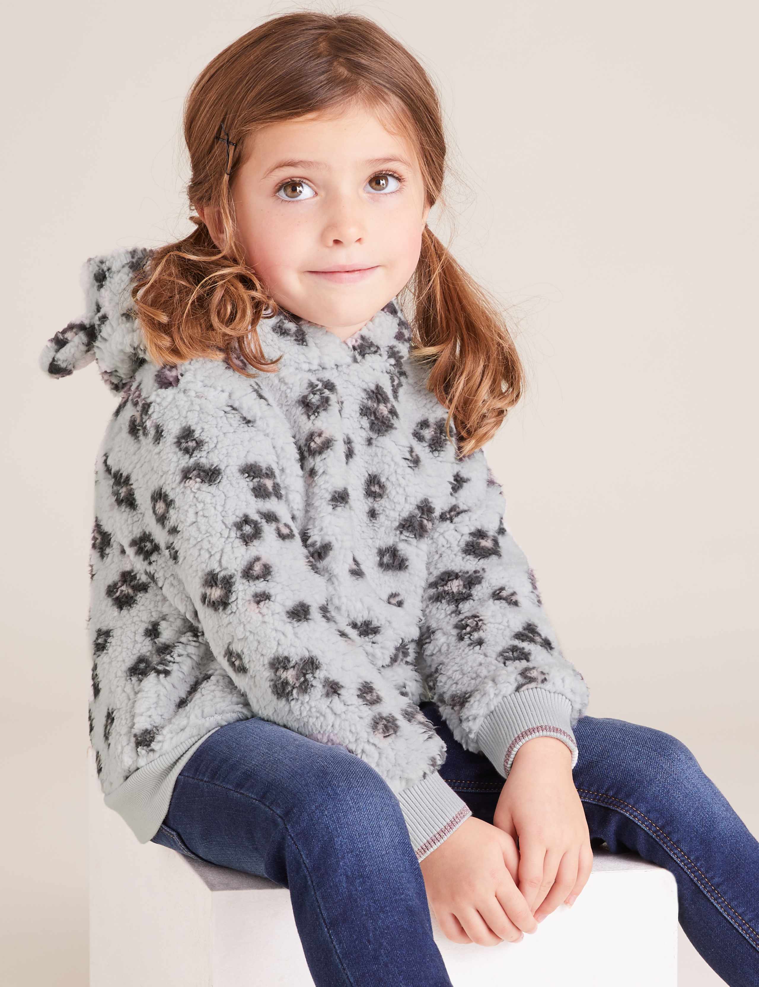 Leopard Print Fleece Hoodie 1 of 4