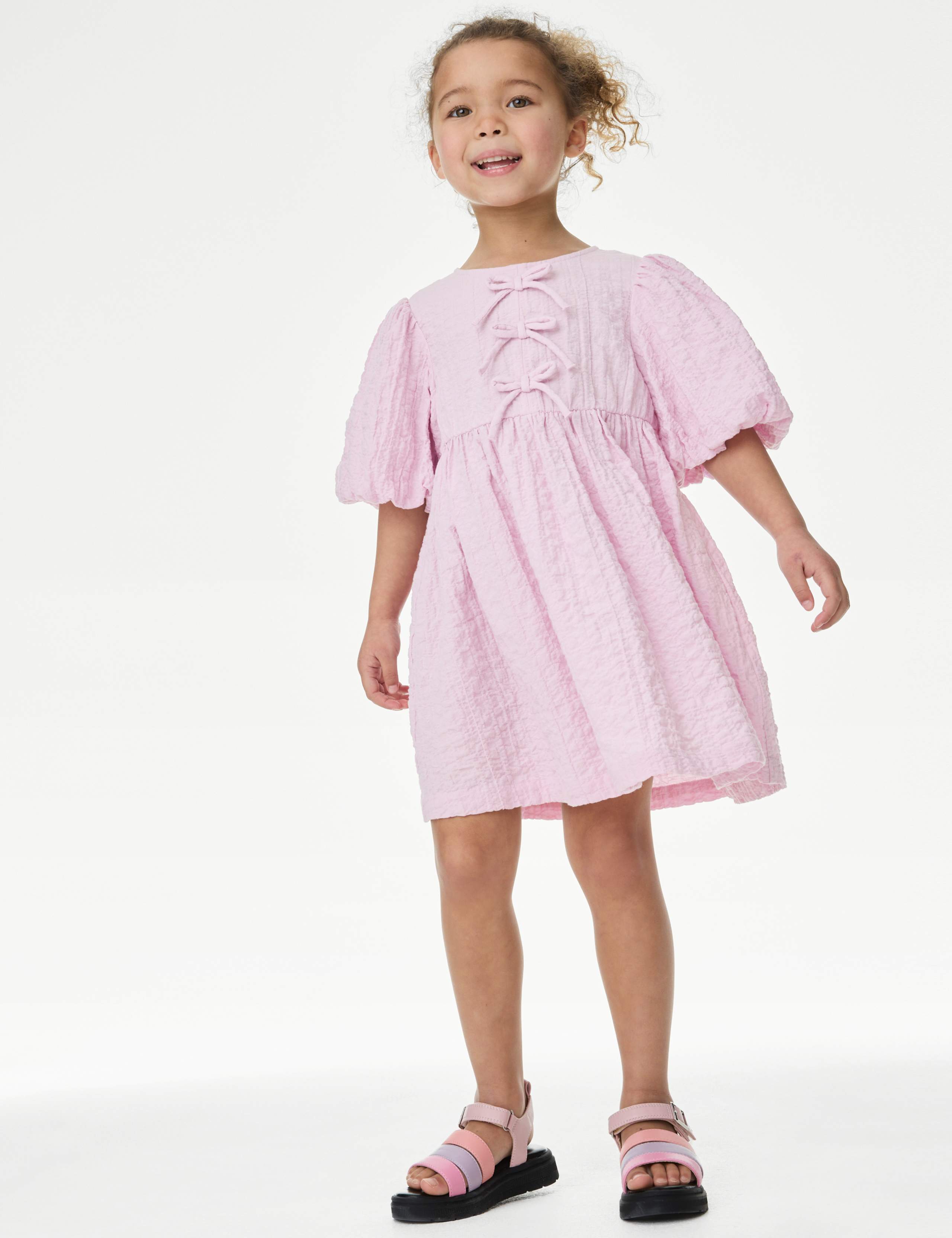 Pure Cotton Bow Dress (2-8 Yrs) 1 of 5