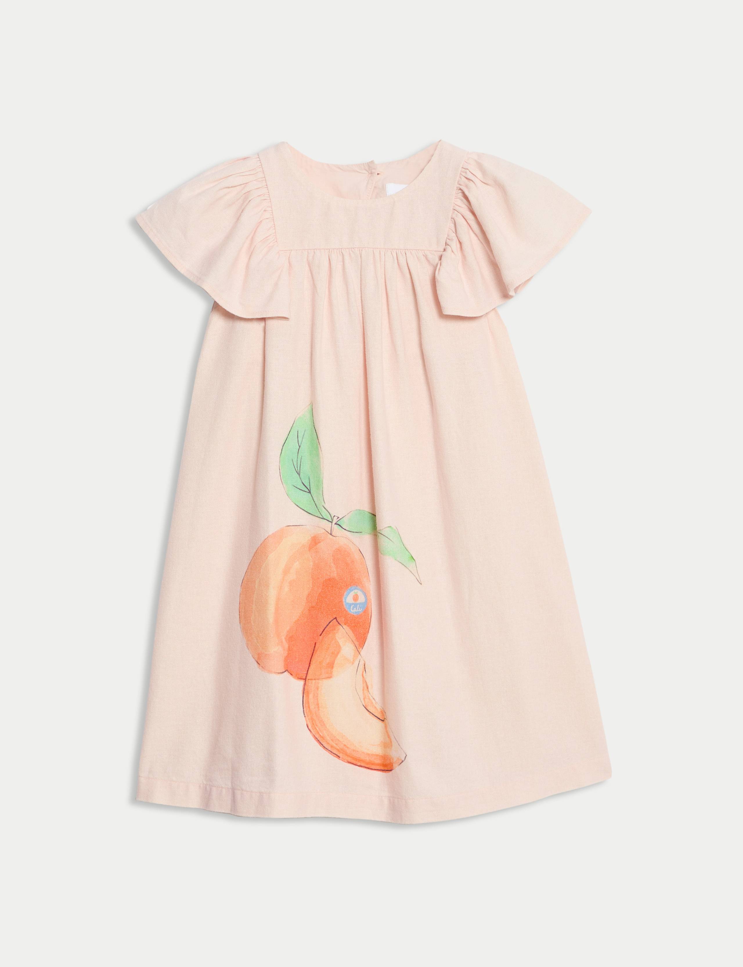 Linen Rich Peach Dress (2-8 Yrs) 2 of 5