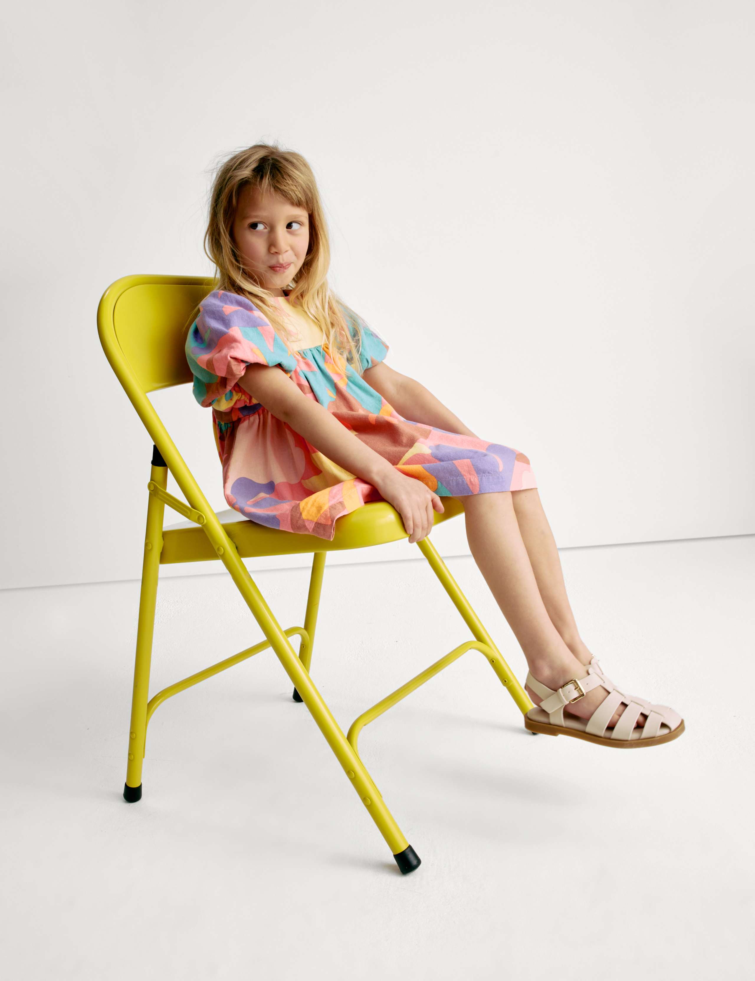 Linen Rich Printed Puff Sleeve Woven Dress (2-8 Yrs) 3 of 7