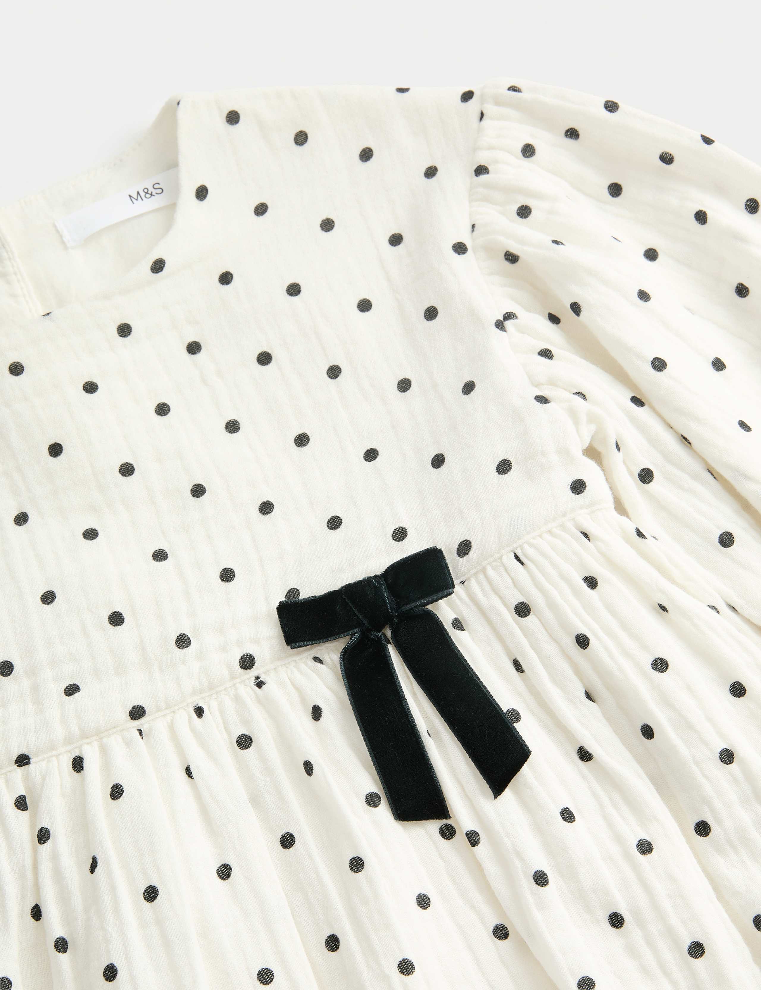 2pc Cotton Rich Polka Dot Dress (1-8 Yrs) 2 of 3