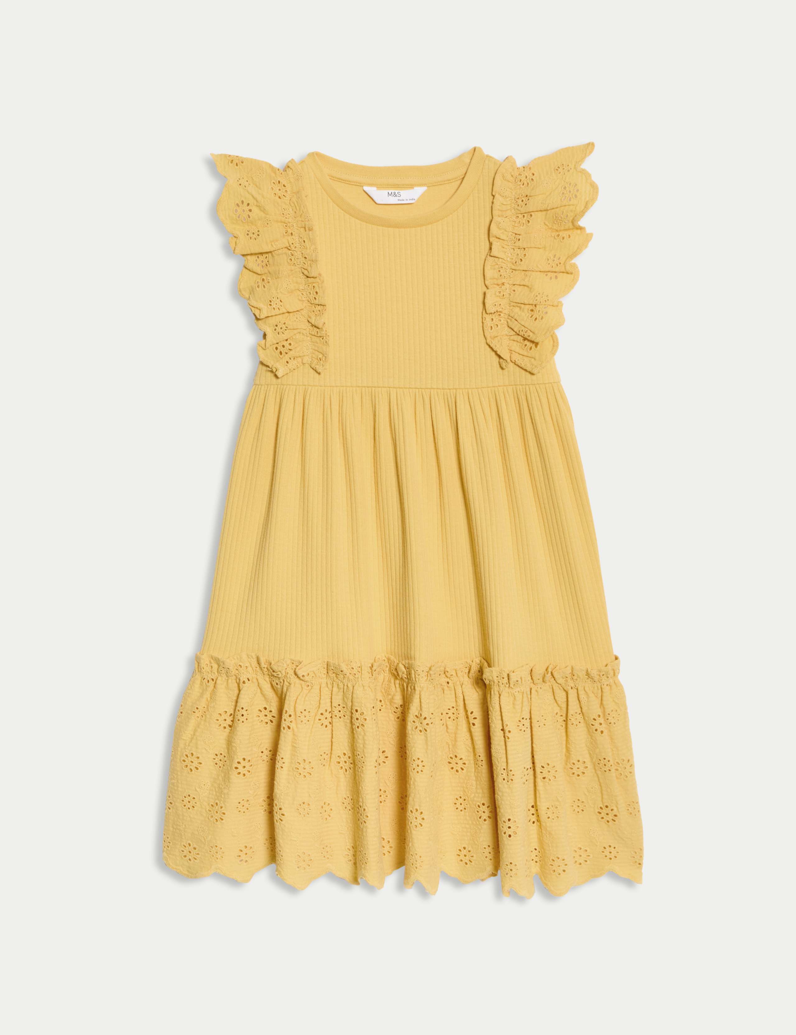 Cotton Rich Broderie Jersey Dress (1-8 Yrs) 2 of 6