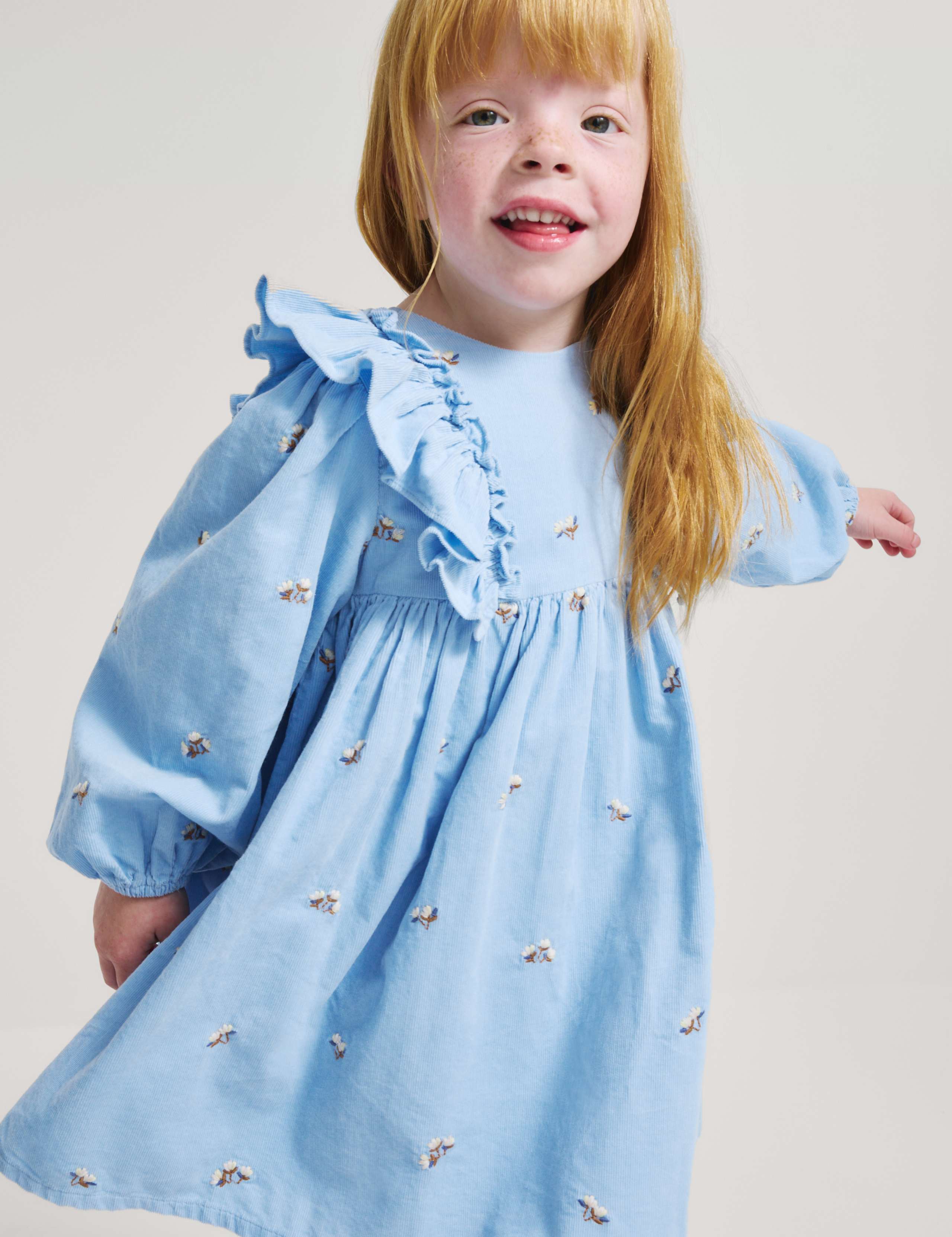 Pure Cotton Frill Floral Embroidered Dress (1-8 Yrs) 5 of 7