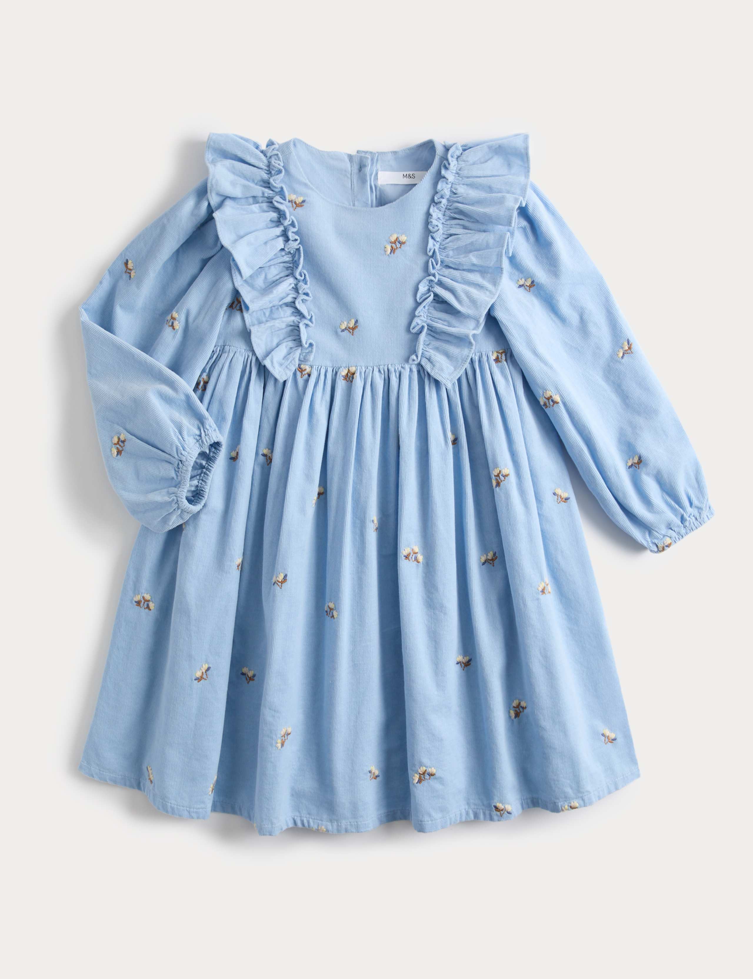 Pure Cotton Frill Floral Embroidered Dress (1-8 Yrs) 1 of 2