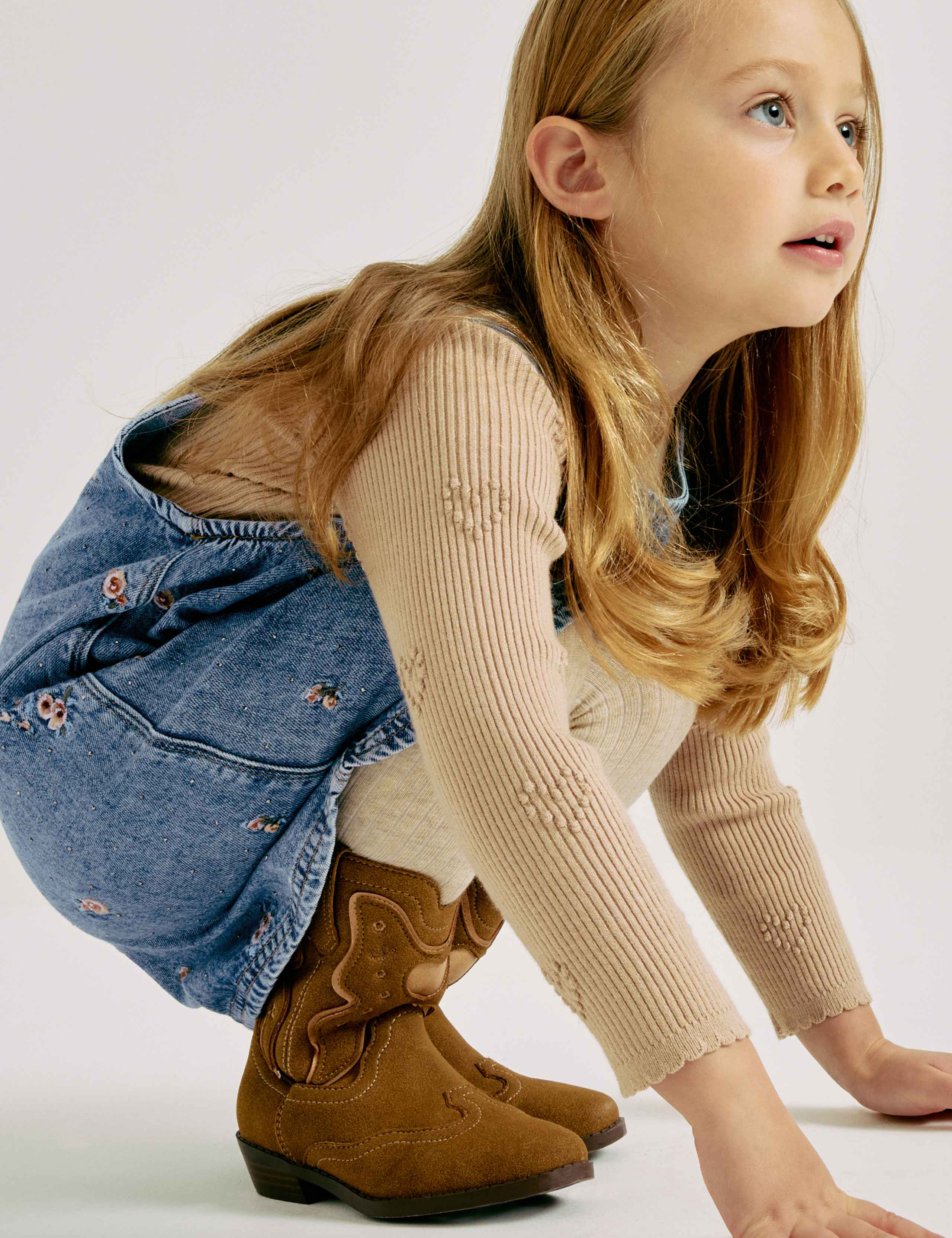 Denim Embroidered Pinafore (2-10 Yrs) 3 of 7