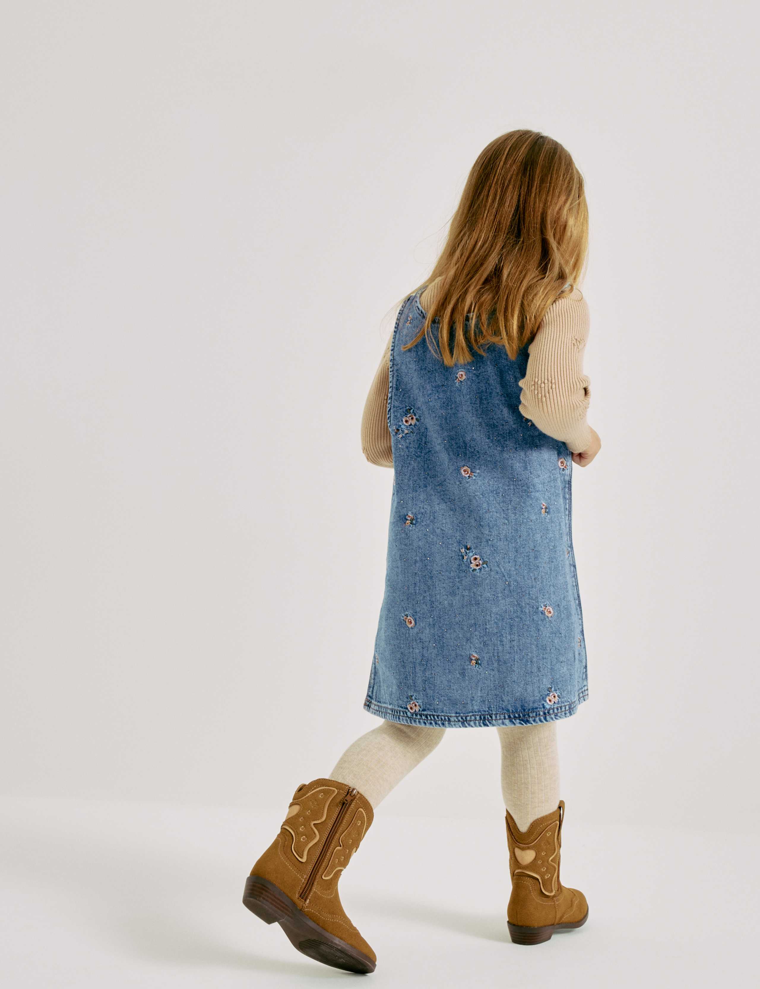Denim Embroidered Pinafore (2-10 Years) 4 of 7