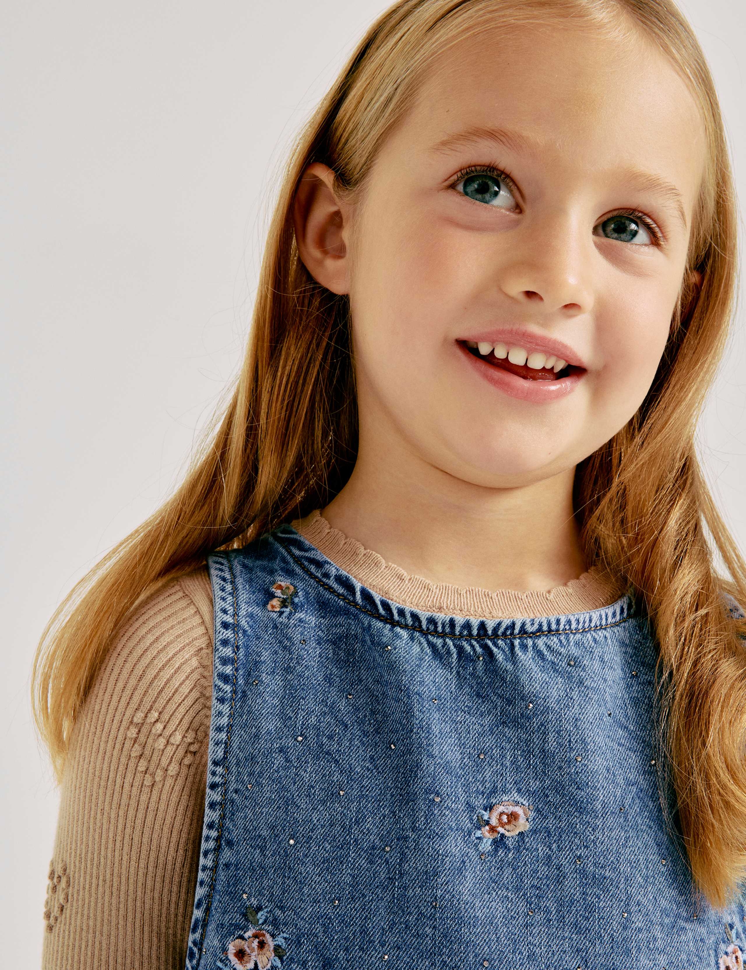 Denim Embroidered Pinafore (2-10 Yrs) 5 of 7