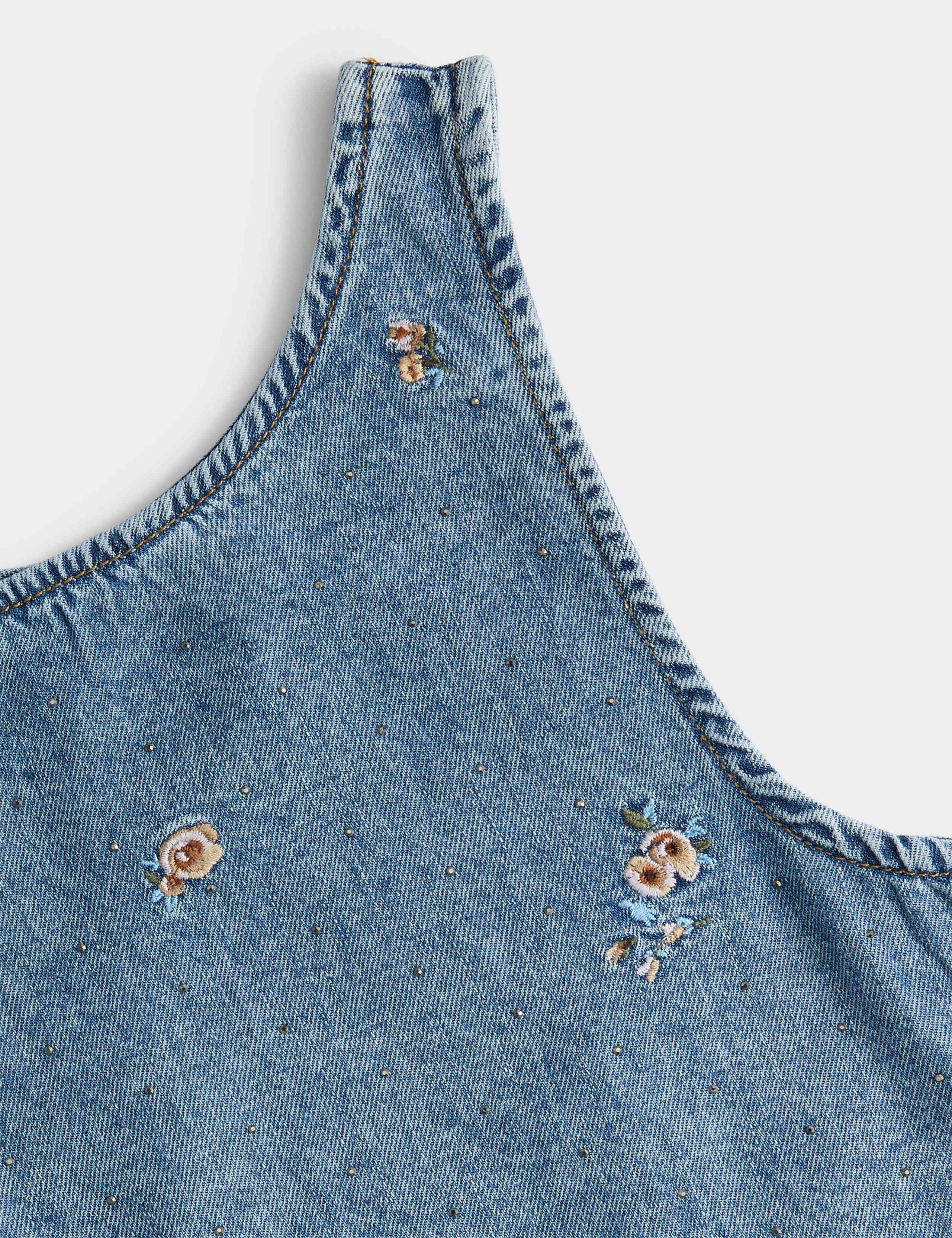 Denim Embroidered Pinafore (2-10 Years) 3 of 3