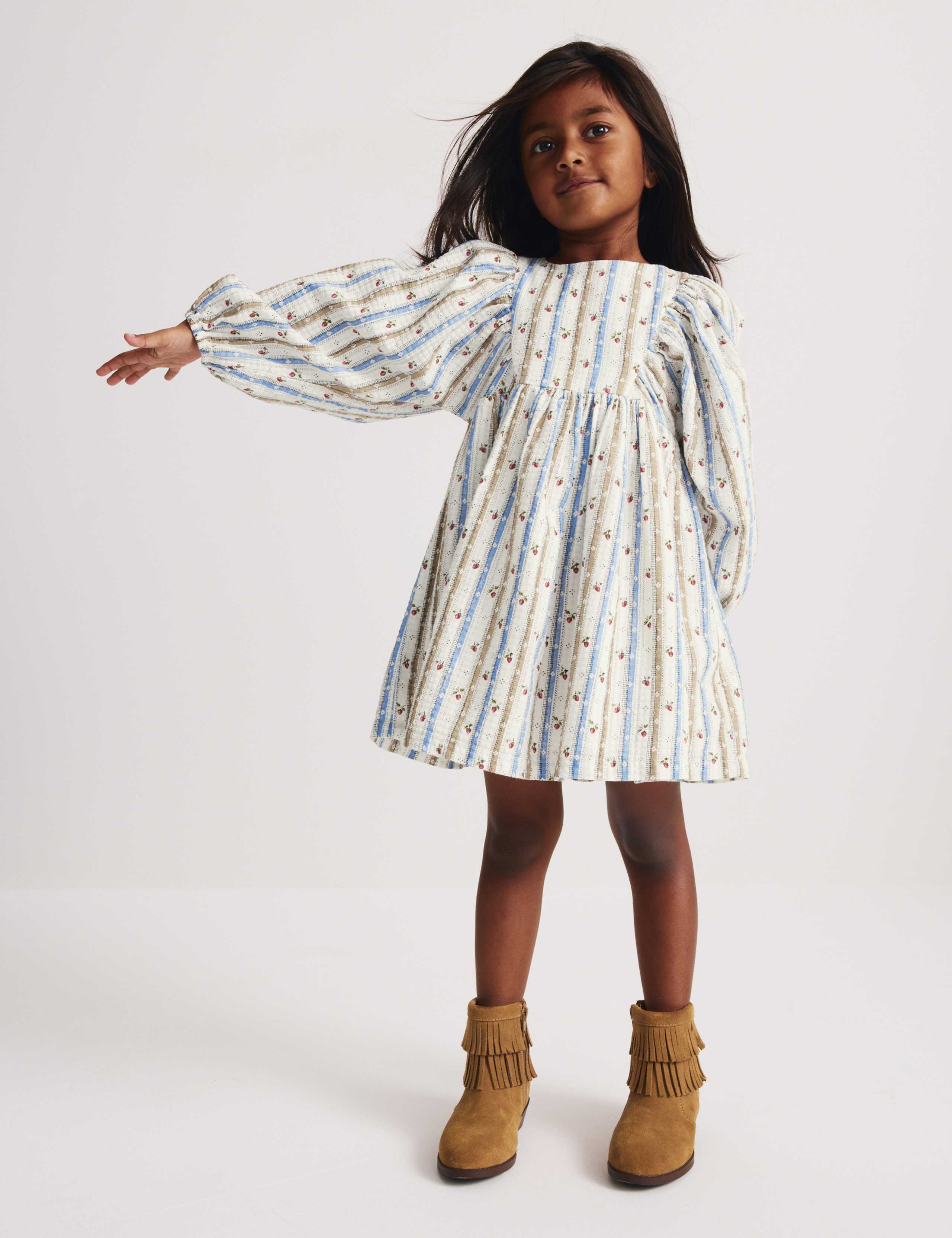 Pure Cotton Striped Floral Dress (1-8 Yrs) 3 of 8