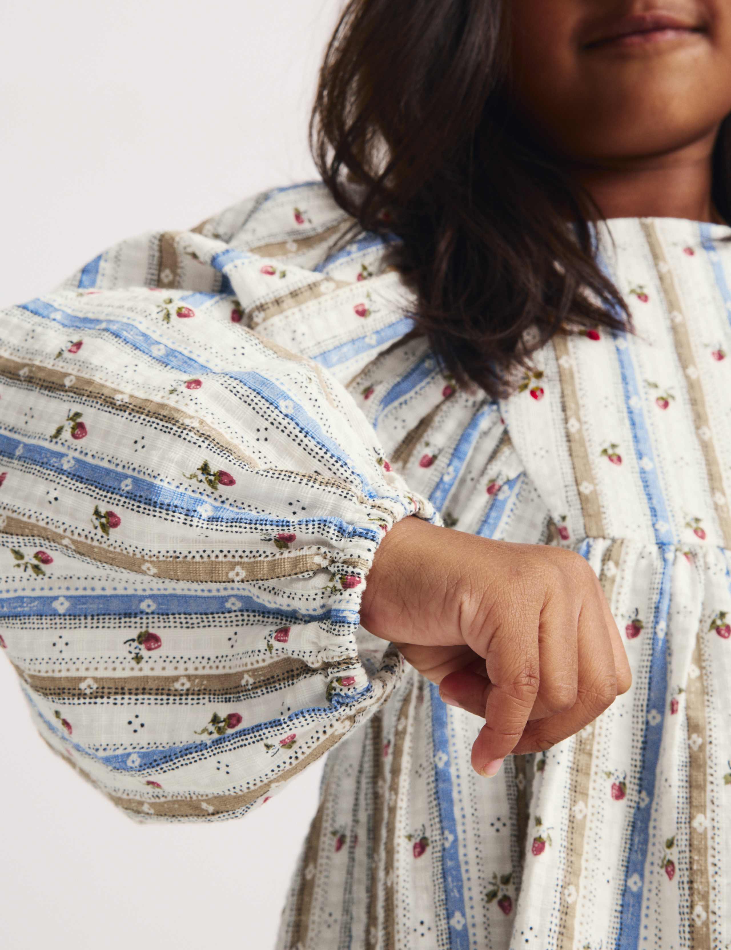 Pure Cotton Striped Floral Dress (1-8 Yrs) 4 of 8