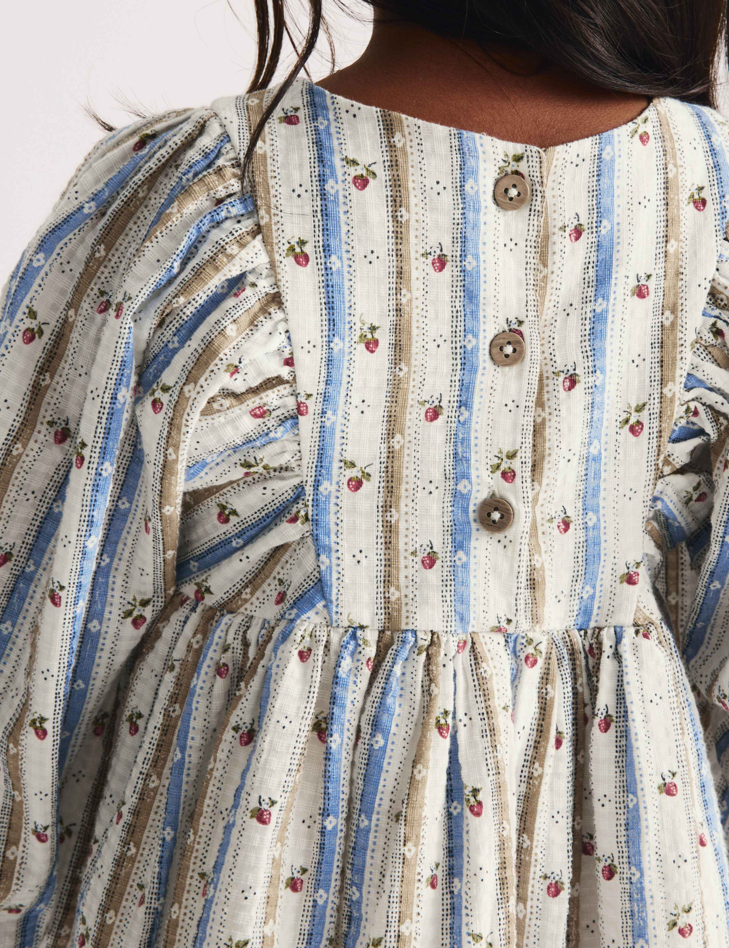 Pure Cotton Striped Floral Dress (1-8 Years) 6 of 8