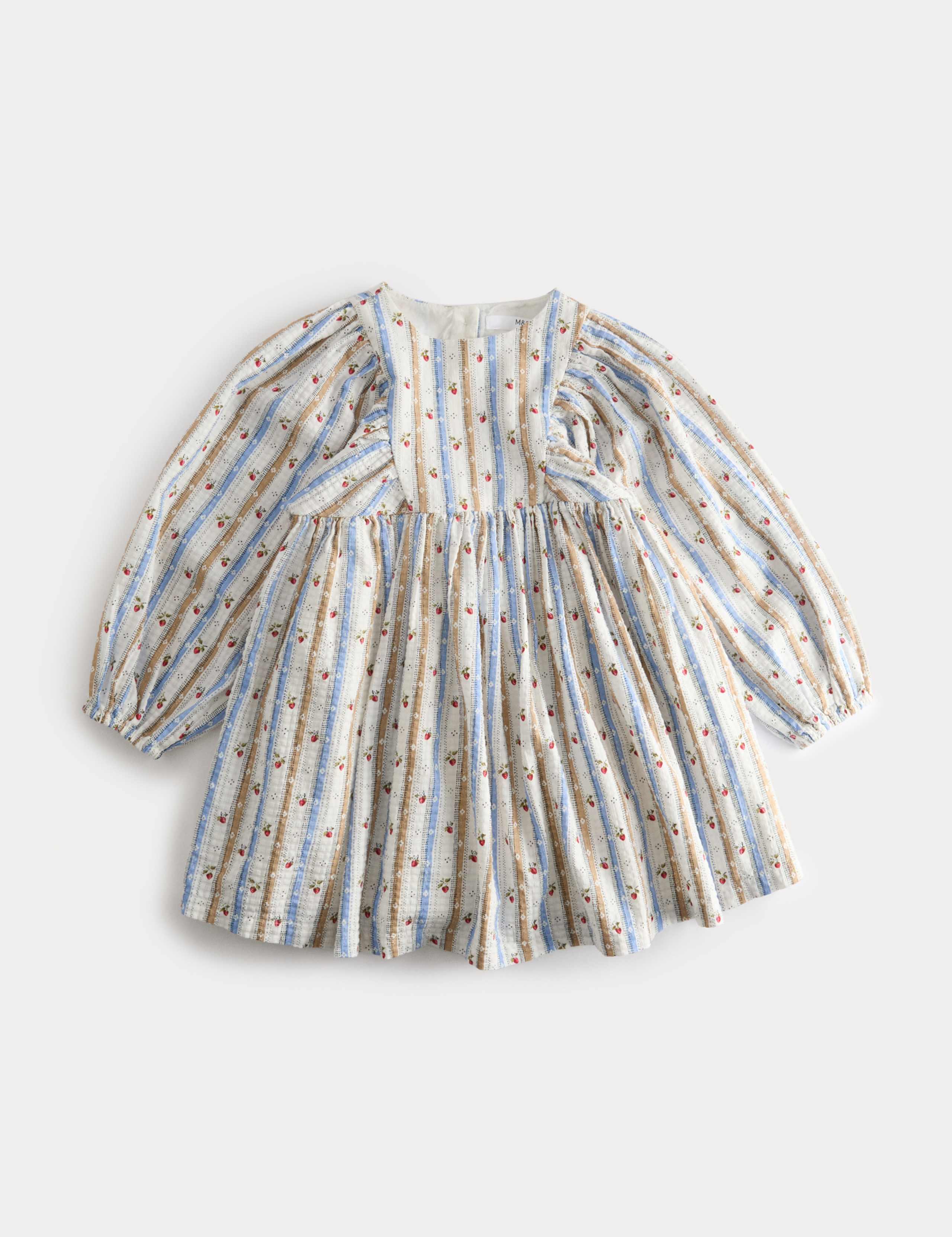 Pure Cotton Striped Floral Dress (1-8 Yrs) 2 of 8