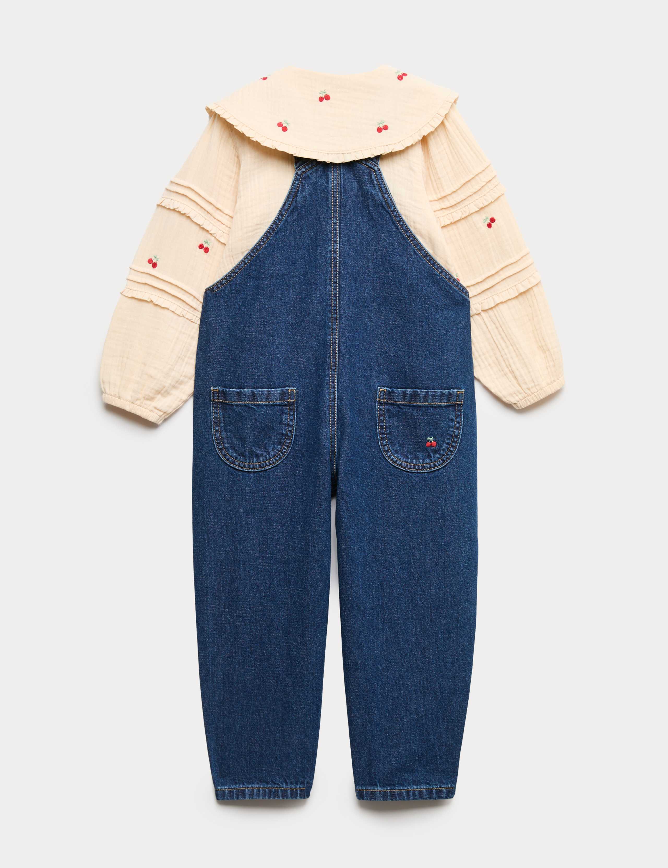 Cotton Rich Embroidered Dungaree Outfit (2-10 Yrs) 2 of 3