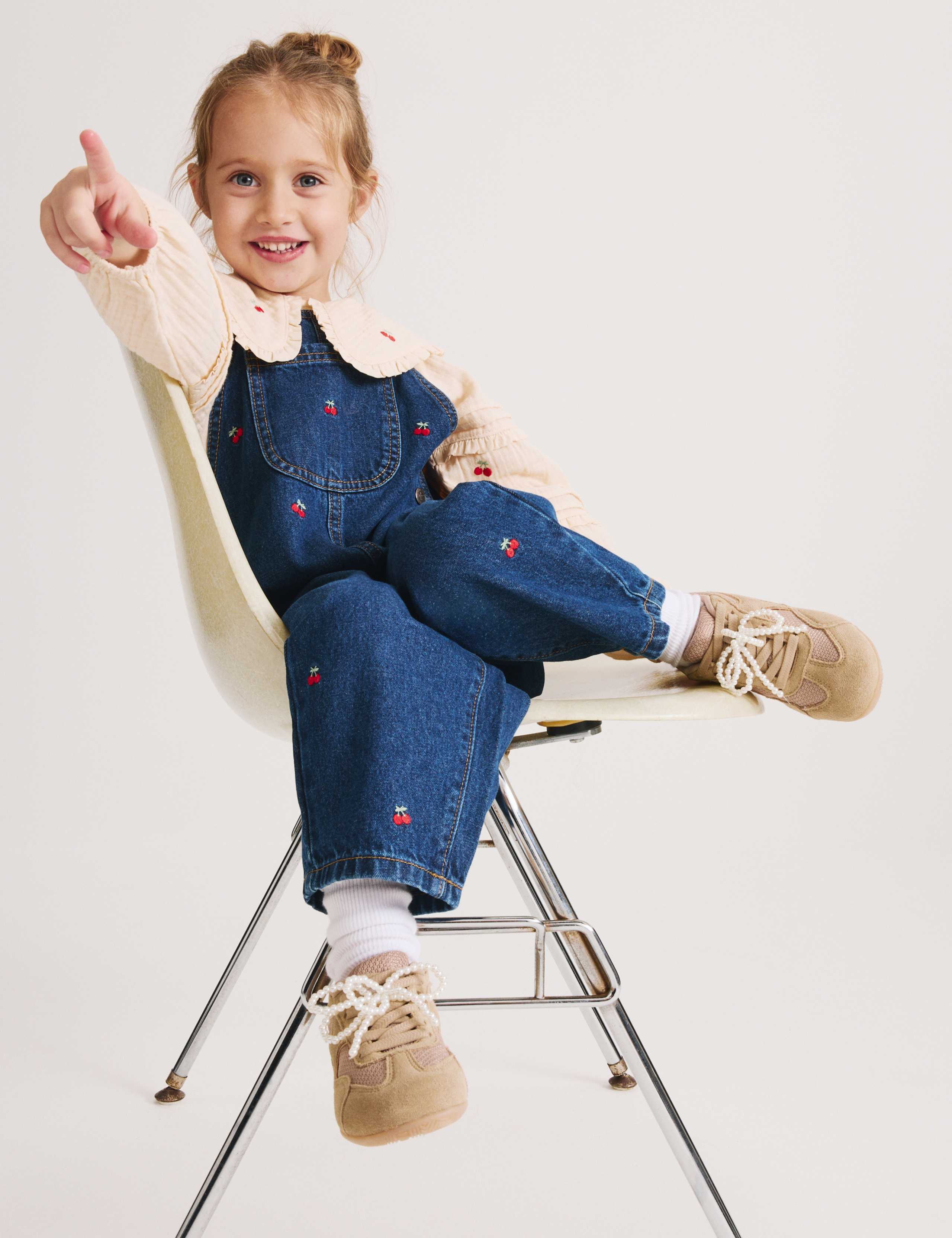 Cotton Rich Embroidered Dungaree Outfit (2-10 Yrs) 5 of 7